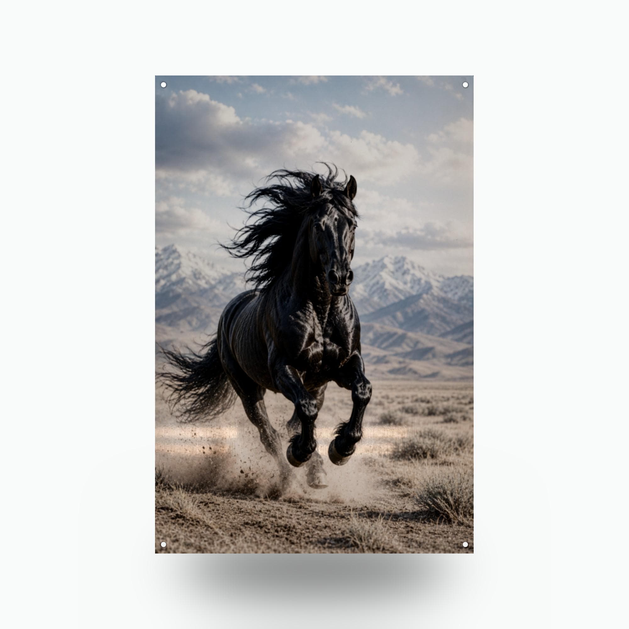 Black Stallion Run Stallion Metal Sign Aluminum Sign — front view on white background