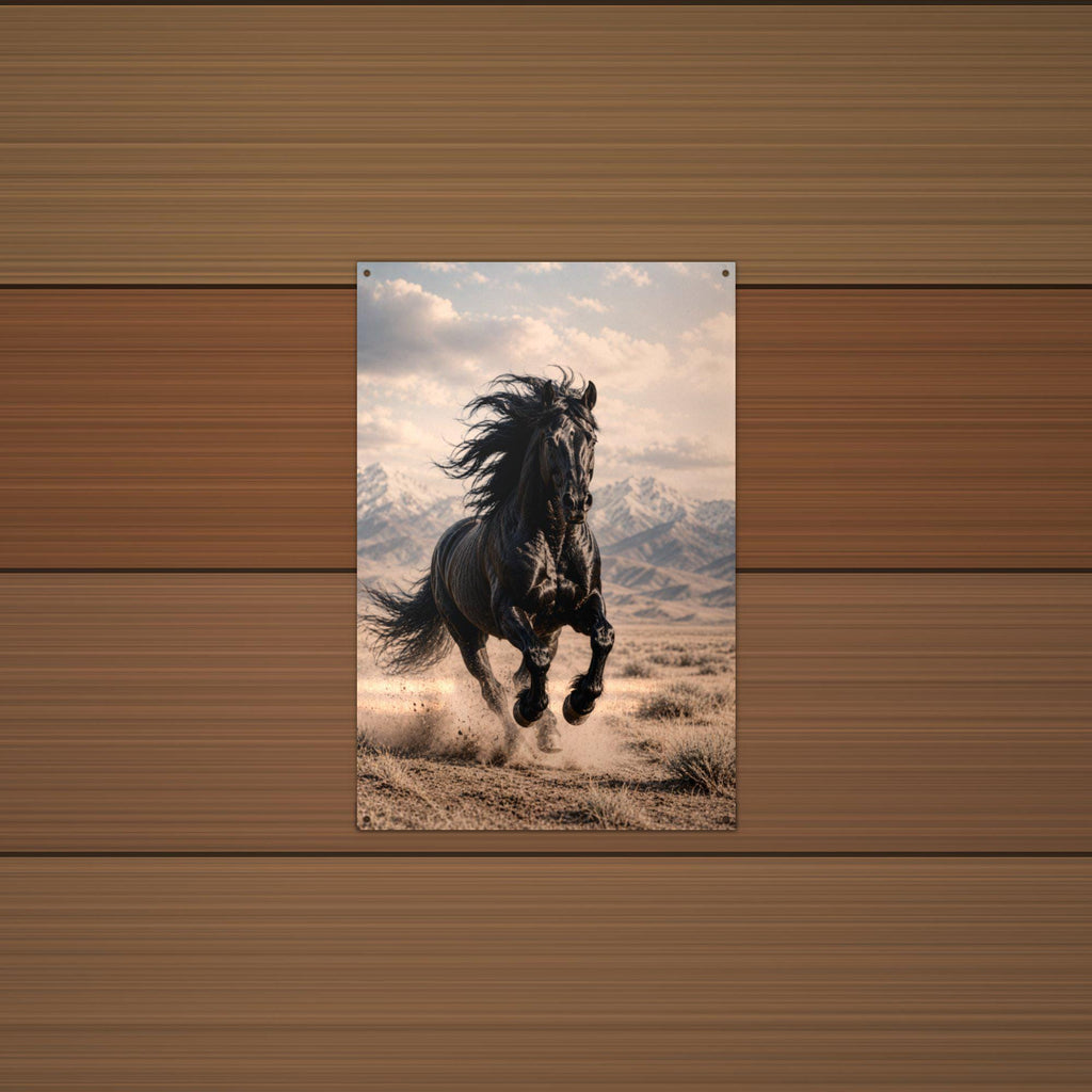 Black Stallion Run Stallion Metal Sign Aluminum Sign — lifestyle setting