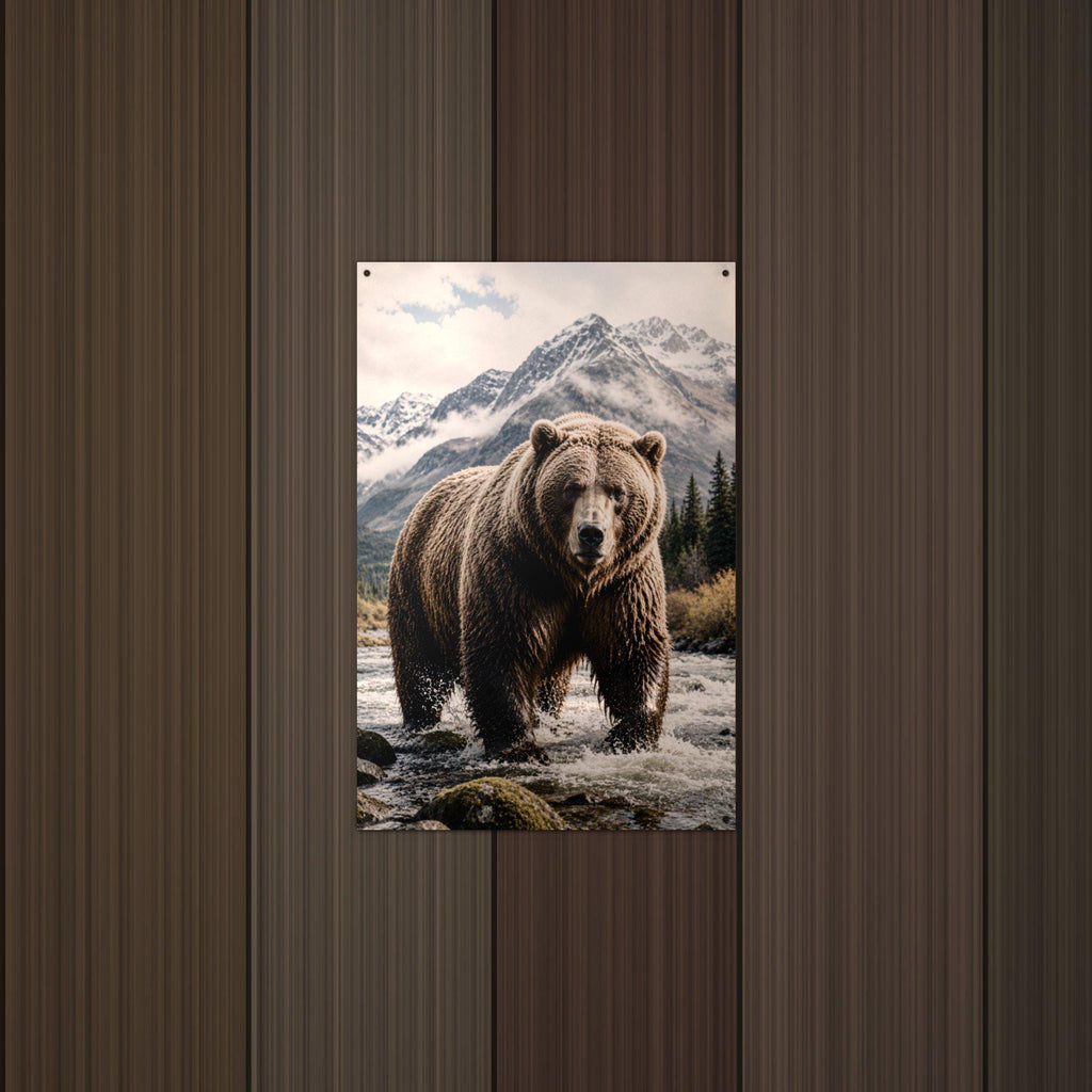 River Grizzly Grizzly Metal Sign Aluminum Sign — detail view