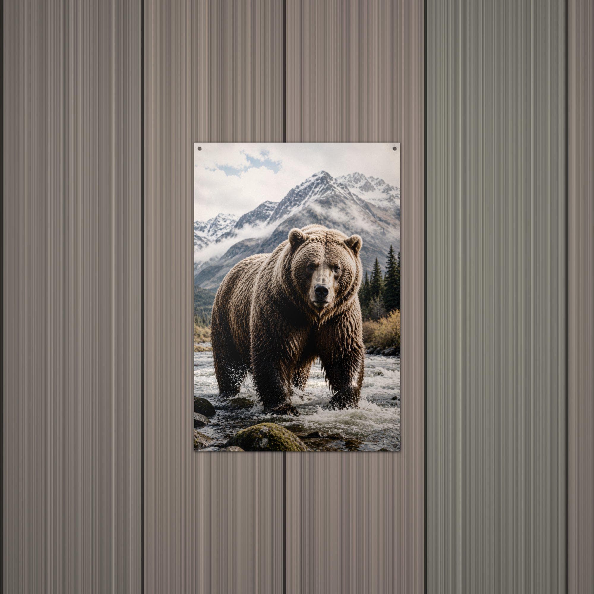 River Grizzly Grizzly Metal Sign Aluminum Sign — alternate angle