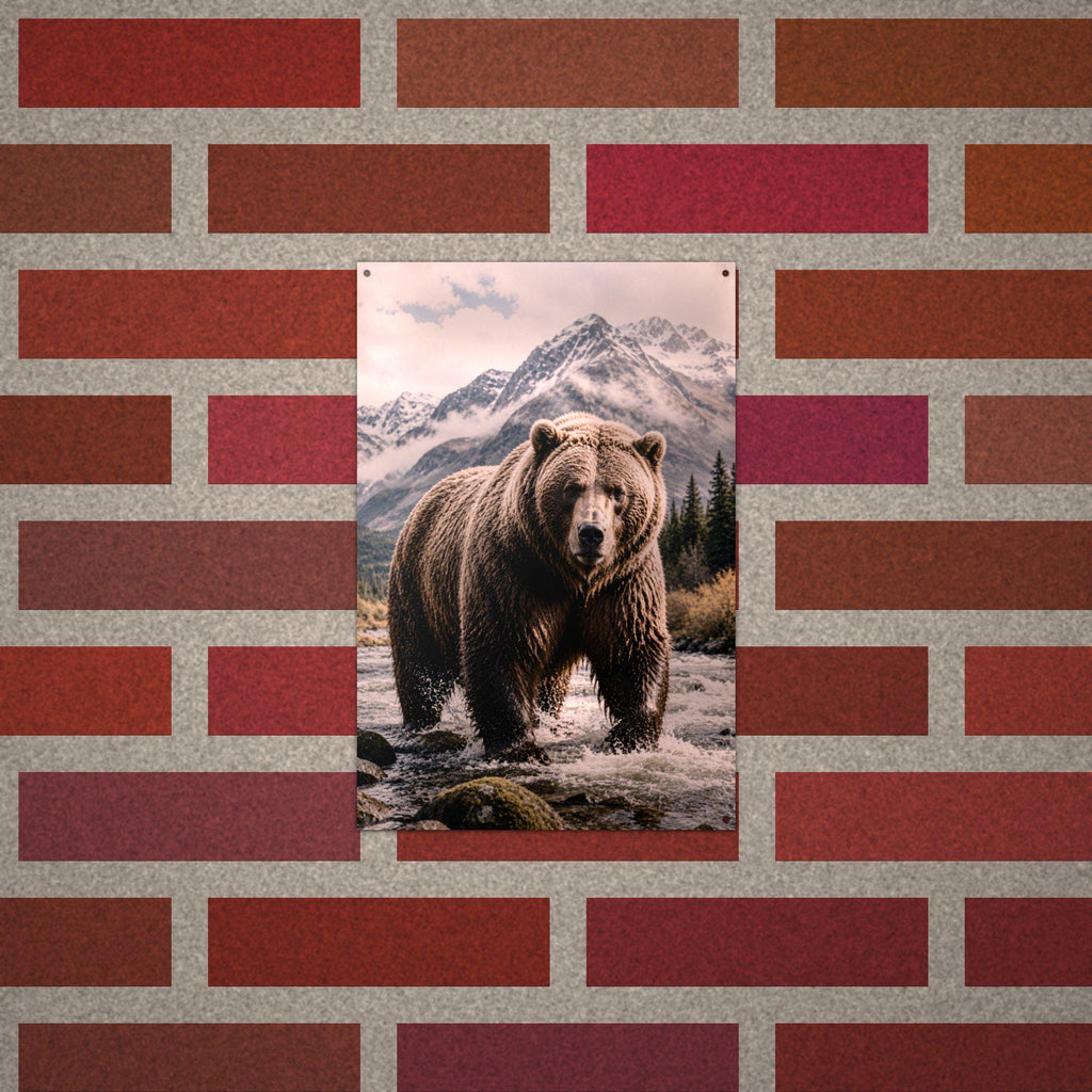 River Grizzly Grizzly Metal Sign Aluminum Sign — alternate angle