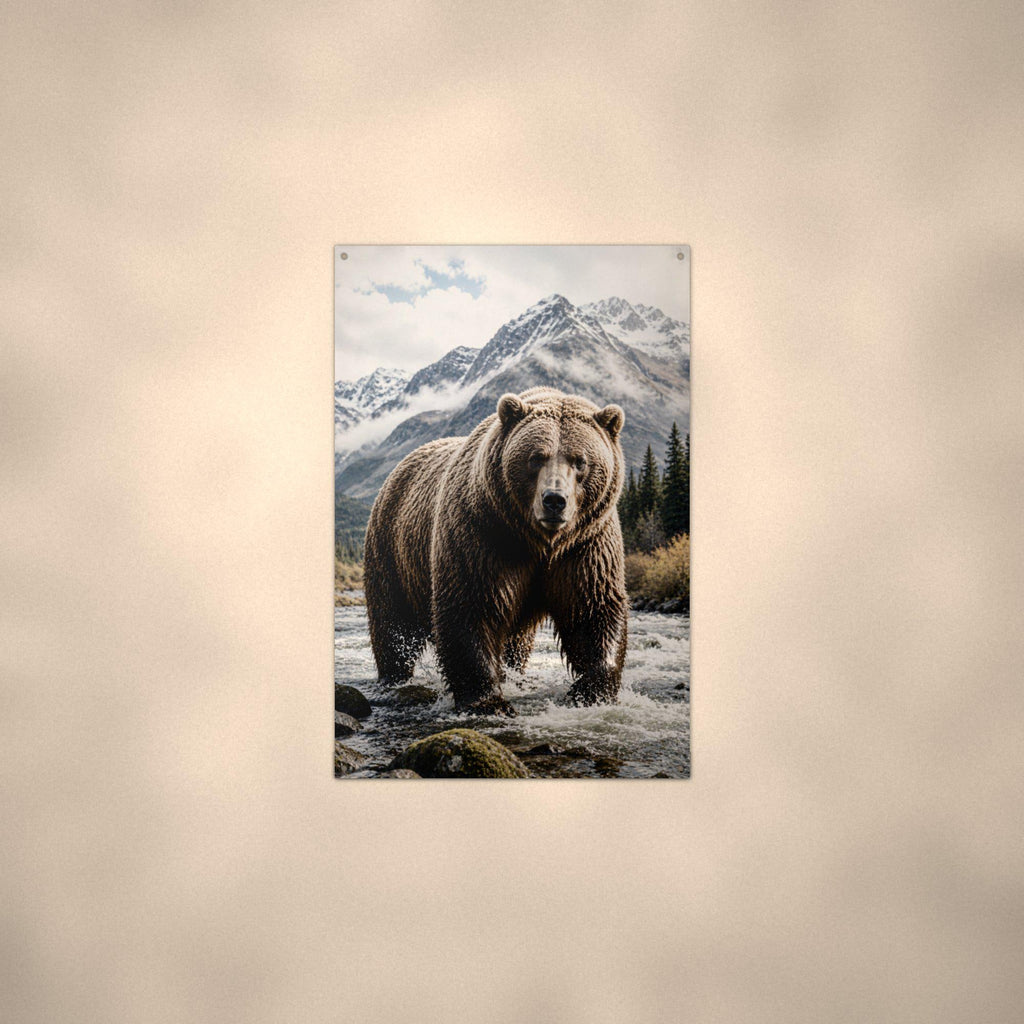 River Grizzly Grizzly Metal Sign Aluminum Sign — alternate angle
