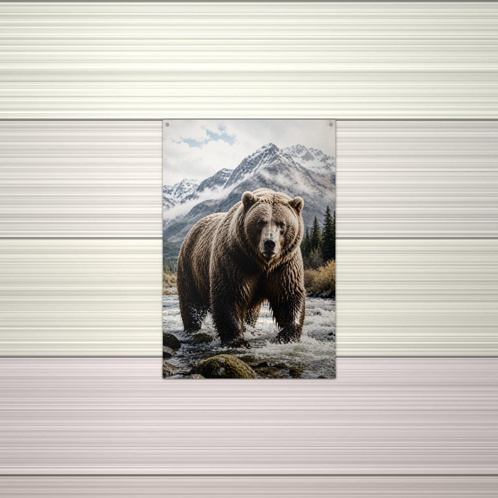 River Grizzly Grizzly Metal Sign Aluminum Sign — alternate angle