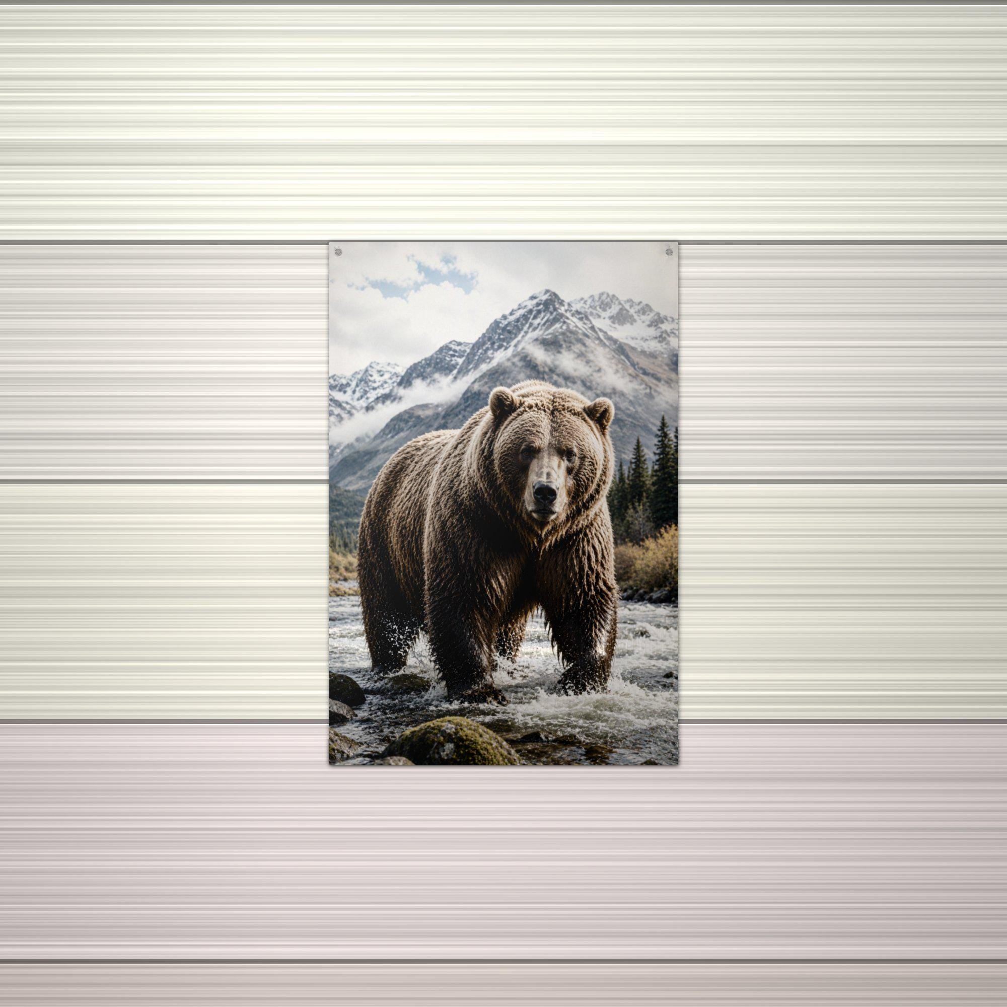 River Grizzly Grizzly Metal Sign Aluminum Sign — alternate angle