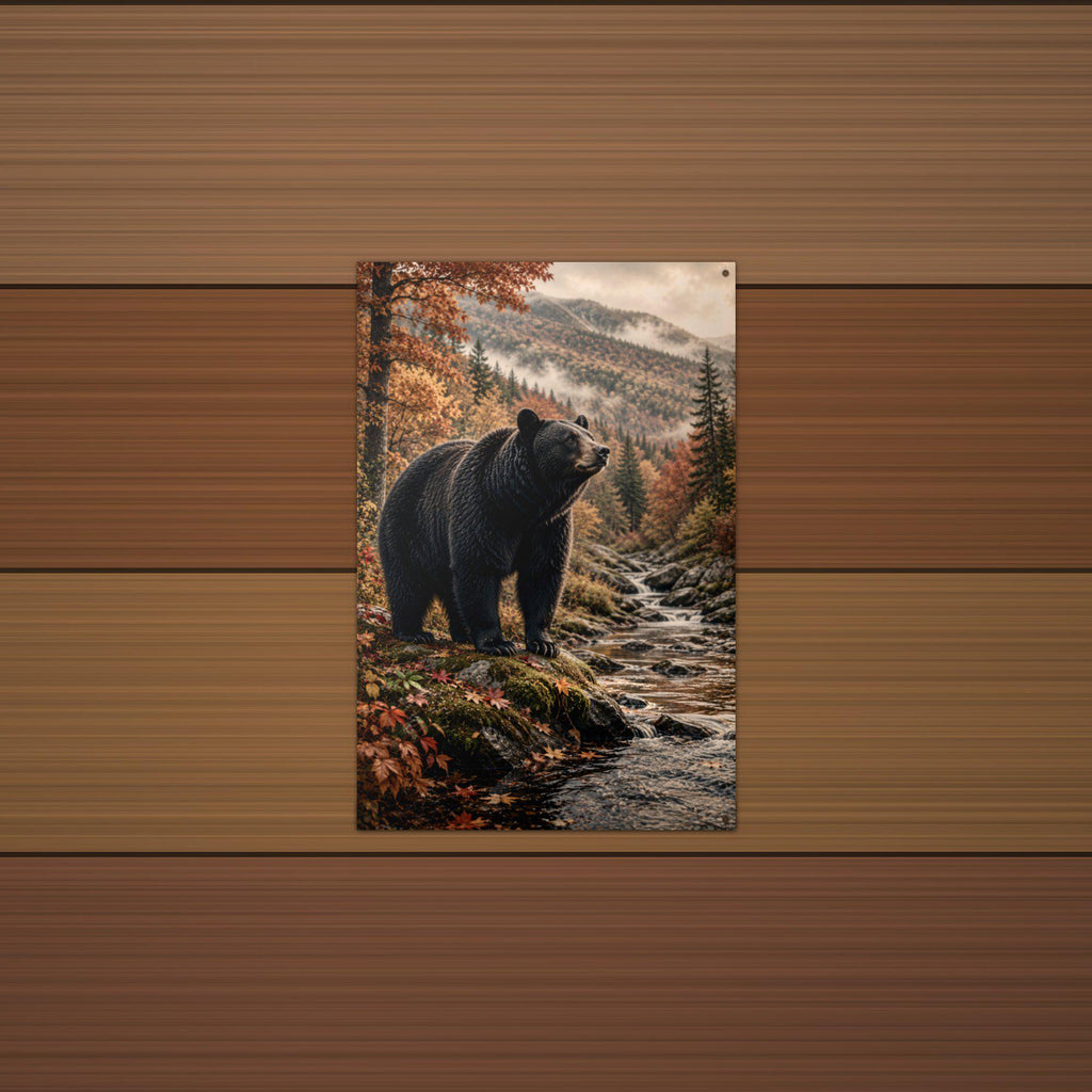 Autumn Black Bear Black Bear Metal Sign Aluminum Sign — lifestyle setting