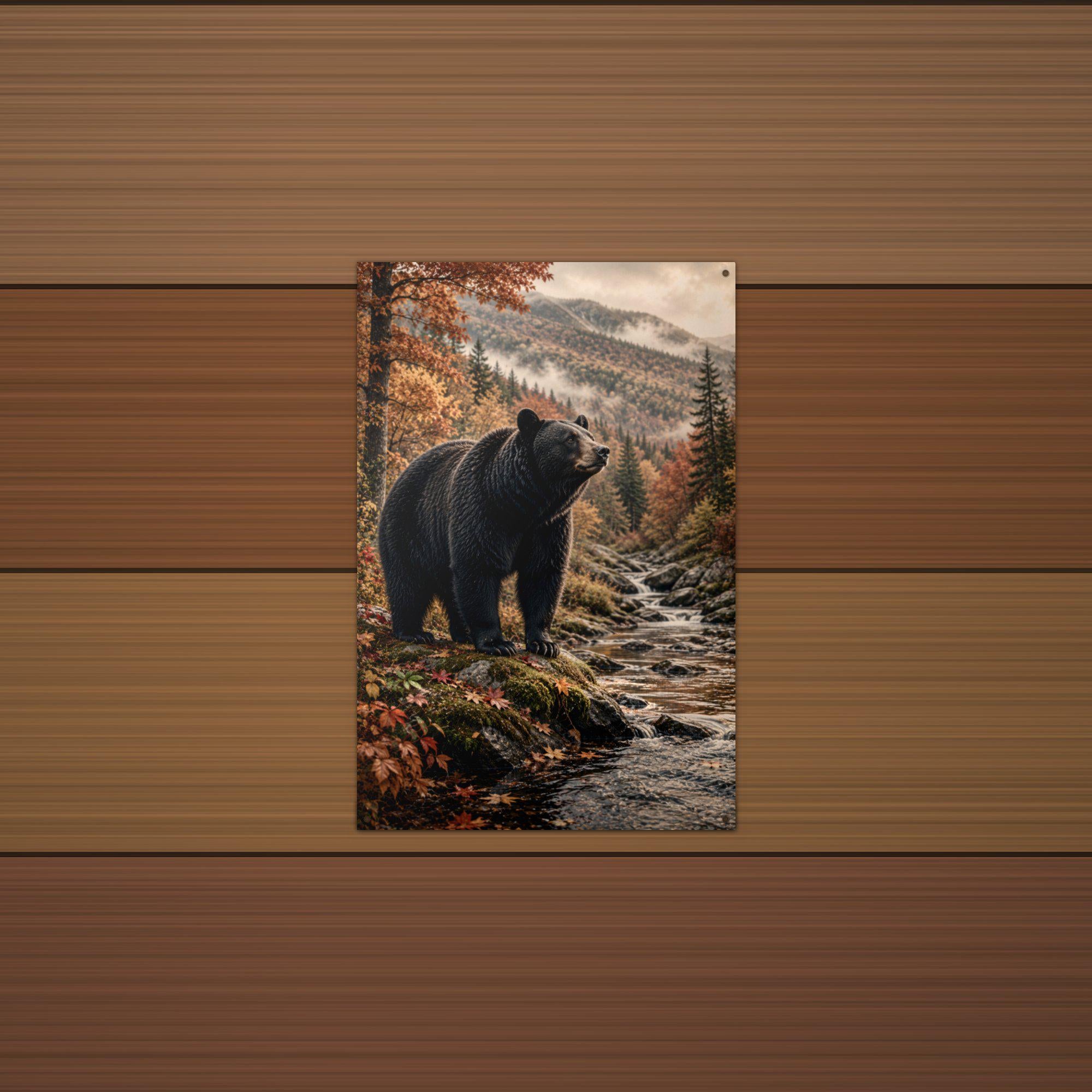 Autumn Black Bear Black Bear Metal Sign Aluminum Sign — lifestyle setting