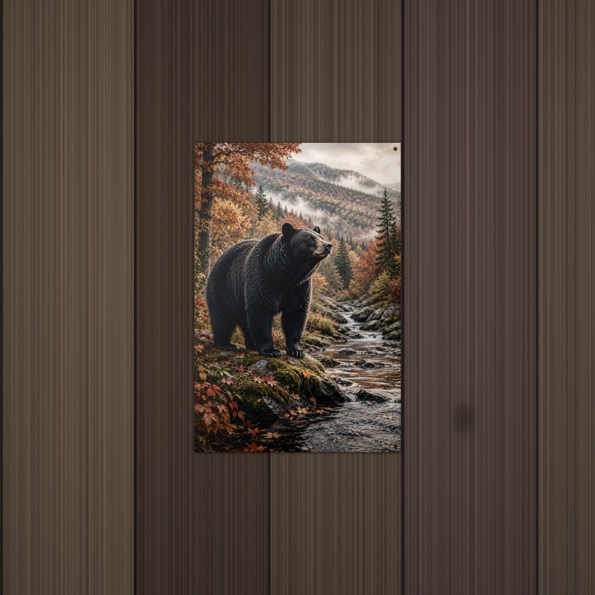 Autumn Black Bear Black Bear Metal Sign Aluminum Sign — detail view