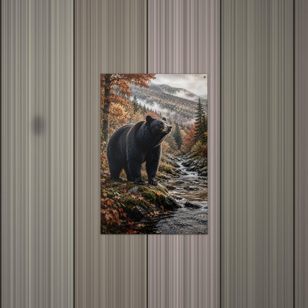 Autumn Black Bear Black Bear Metal Sign Aluminum Sign — alternate angle
