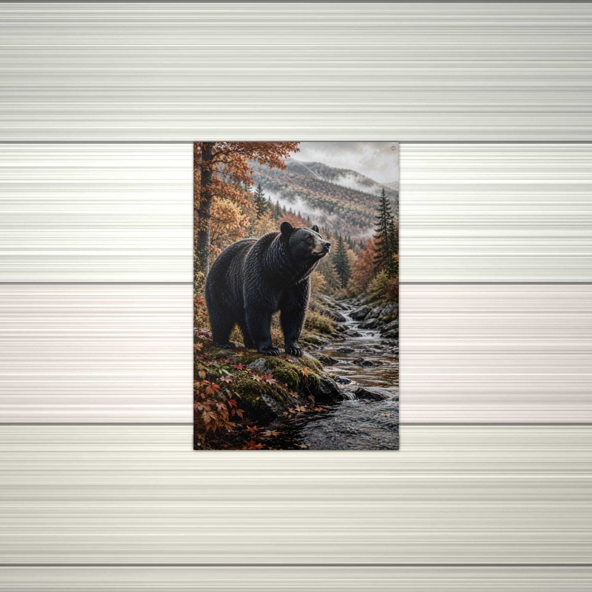 Autumn Black Bear Black Bear Metal Sign Aluminum Sign — alternate angle