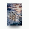 Polar Bear Sunset Polar Bear Metal Sign Aluminum Sign — front view on white background