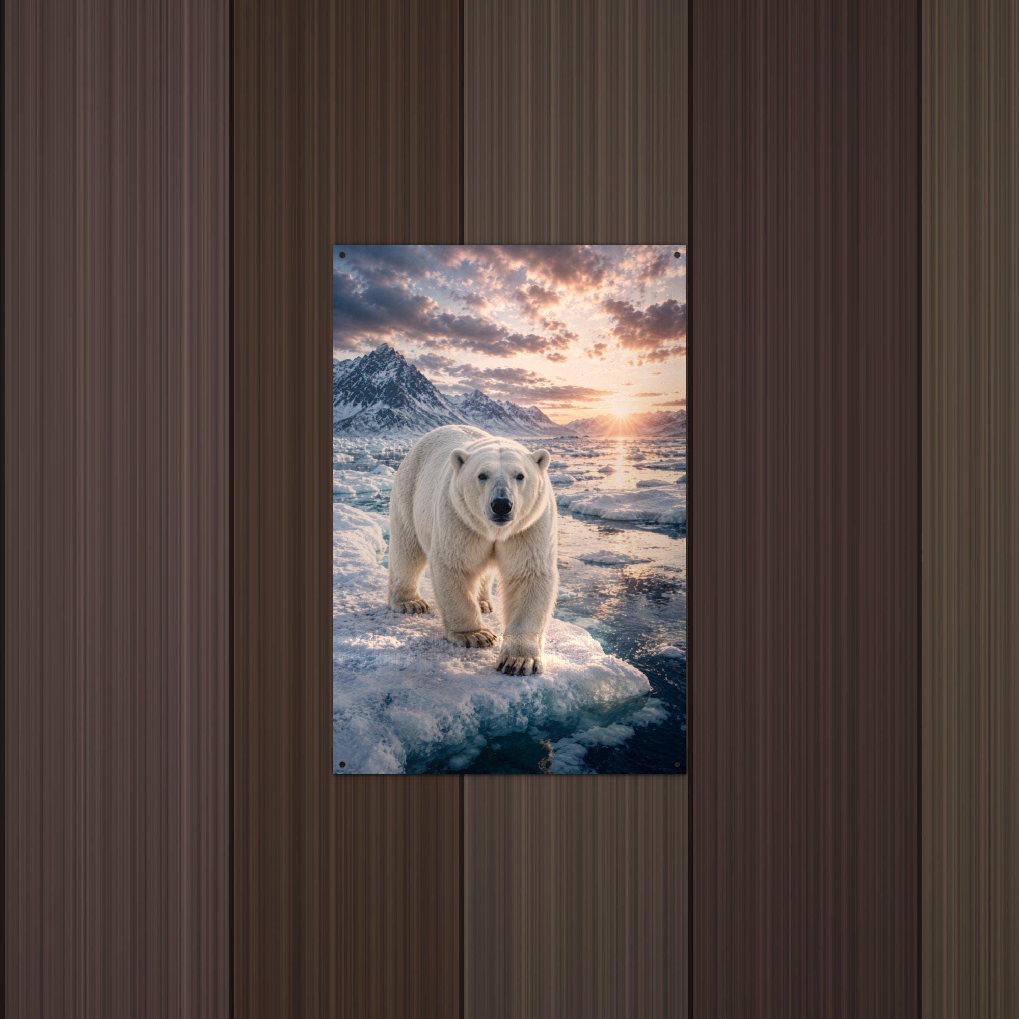 Polar Bear Sunset Polar Bear Metal Sign Aluminum Sign — detail view