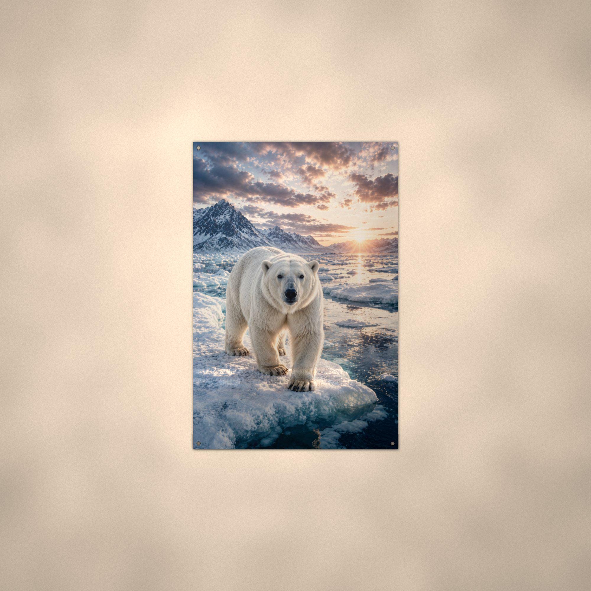 Polar Bear Sunset Polar Bear Metal Sign Aluminum Sign — alternate angle
