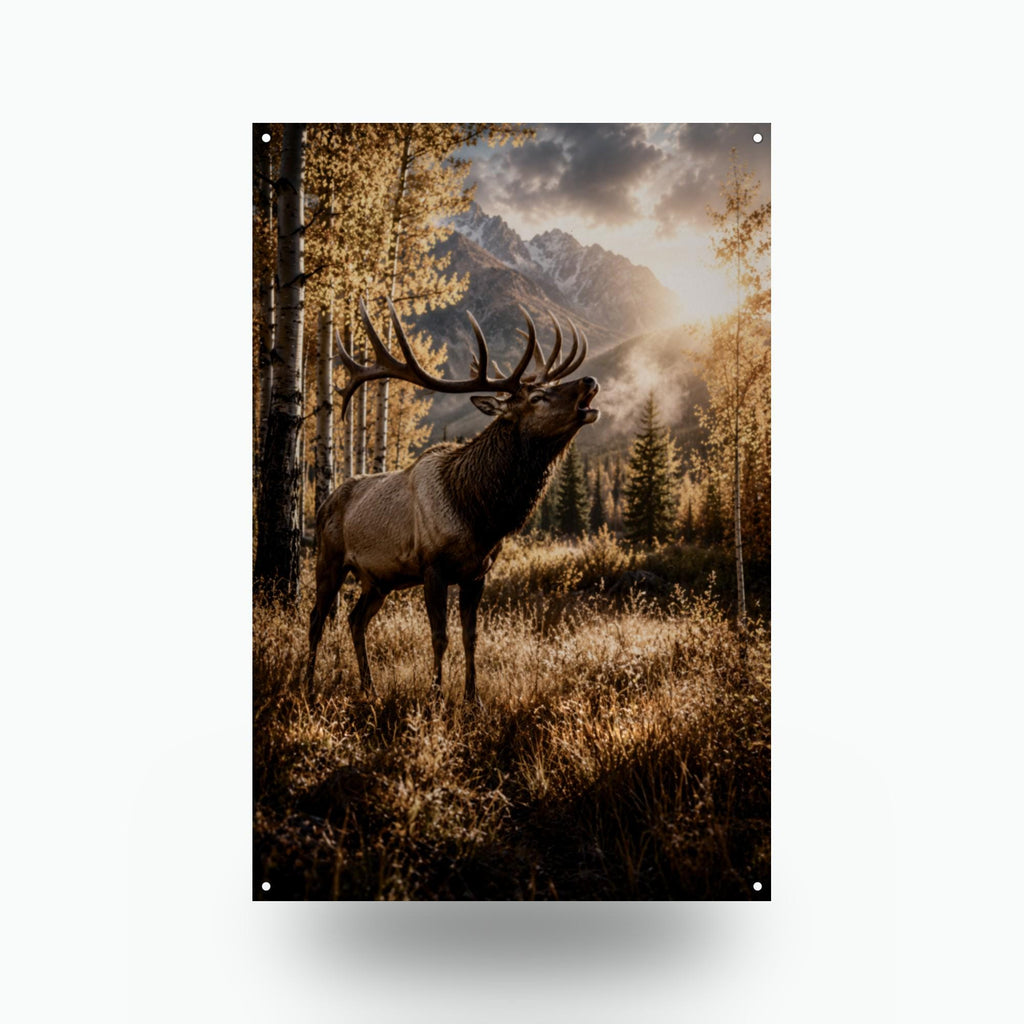 Autumn Elk Elk Metal Sign Aluminum Sign — front view on white background