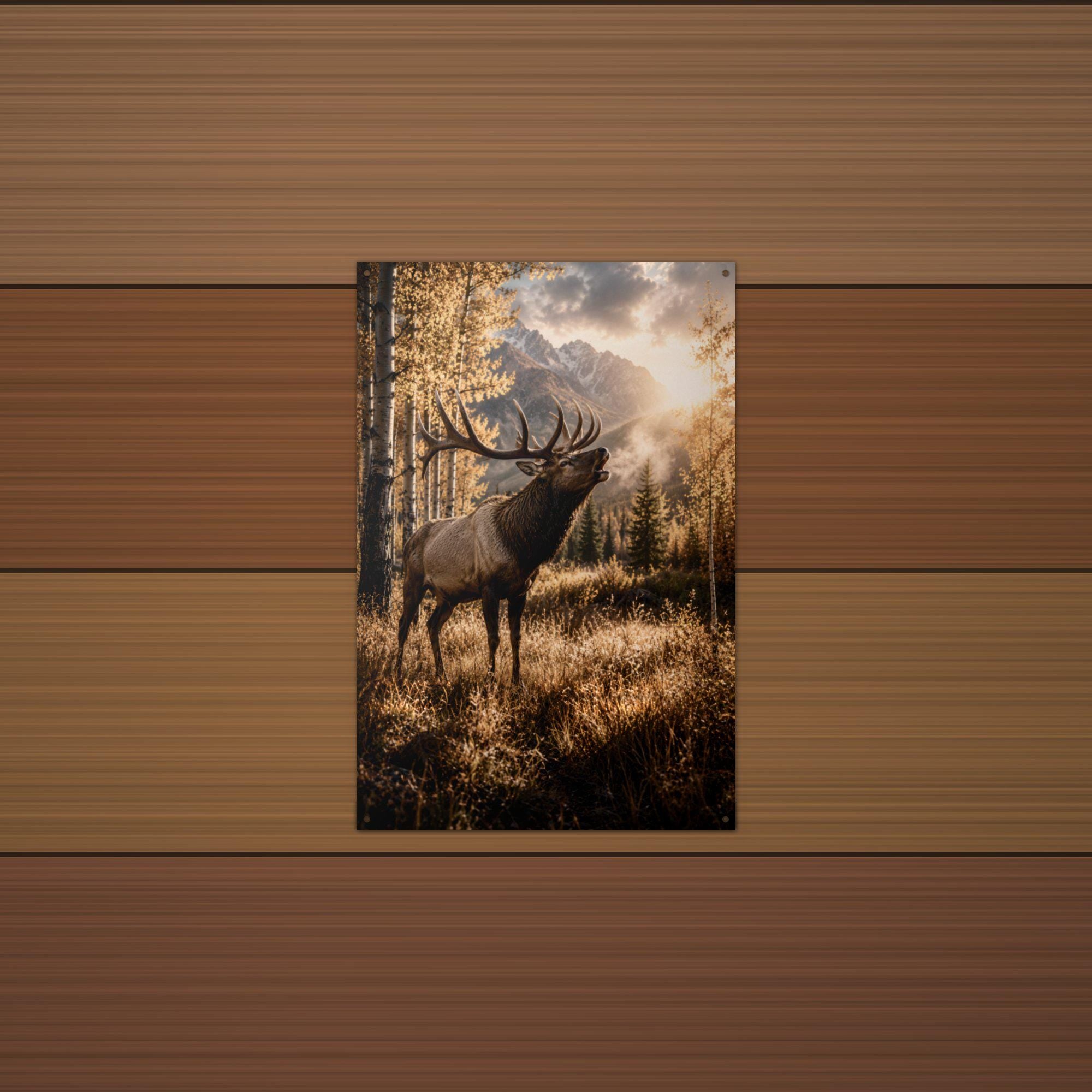 Autumn Elk Elk Metal Sign Aluminum Sign — lifestyle setting