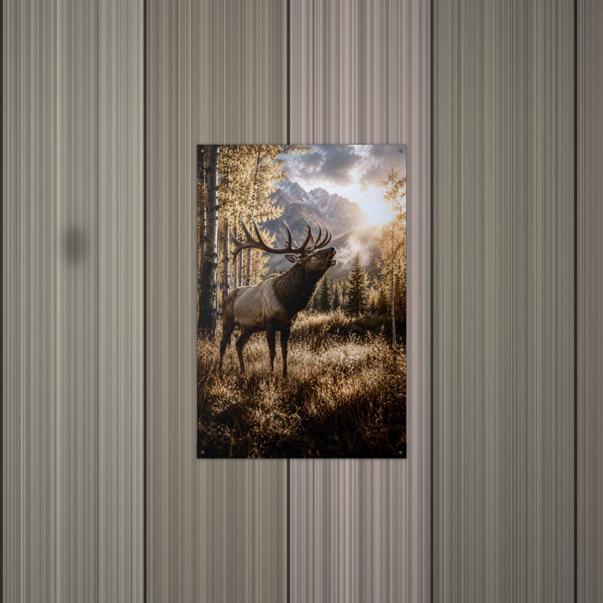 Autumn Elk Elk Metal Sign Aluminum Sign — alternate angle