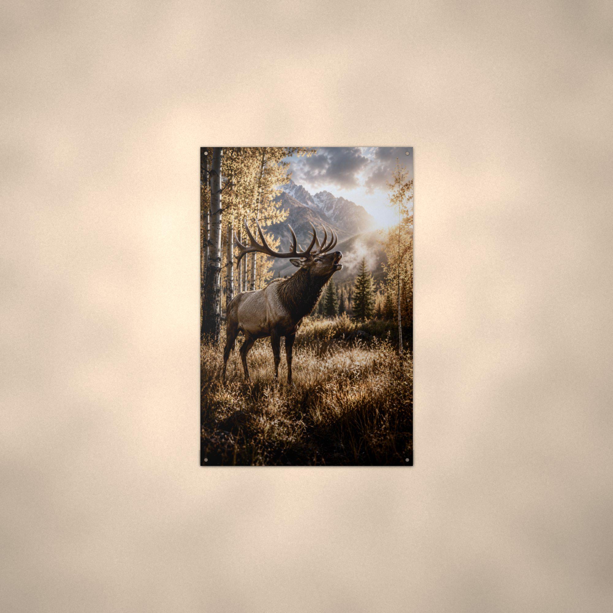 Autumn Elk Elk Metal Sign Aluminum Sign — alternate angle