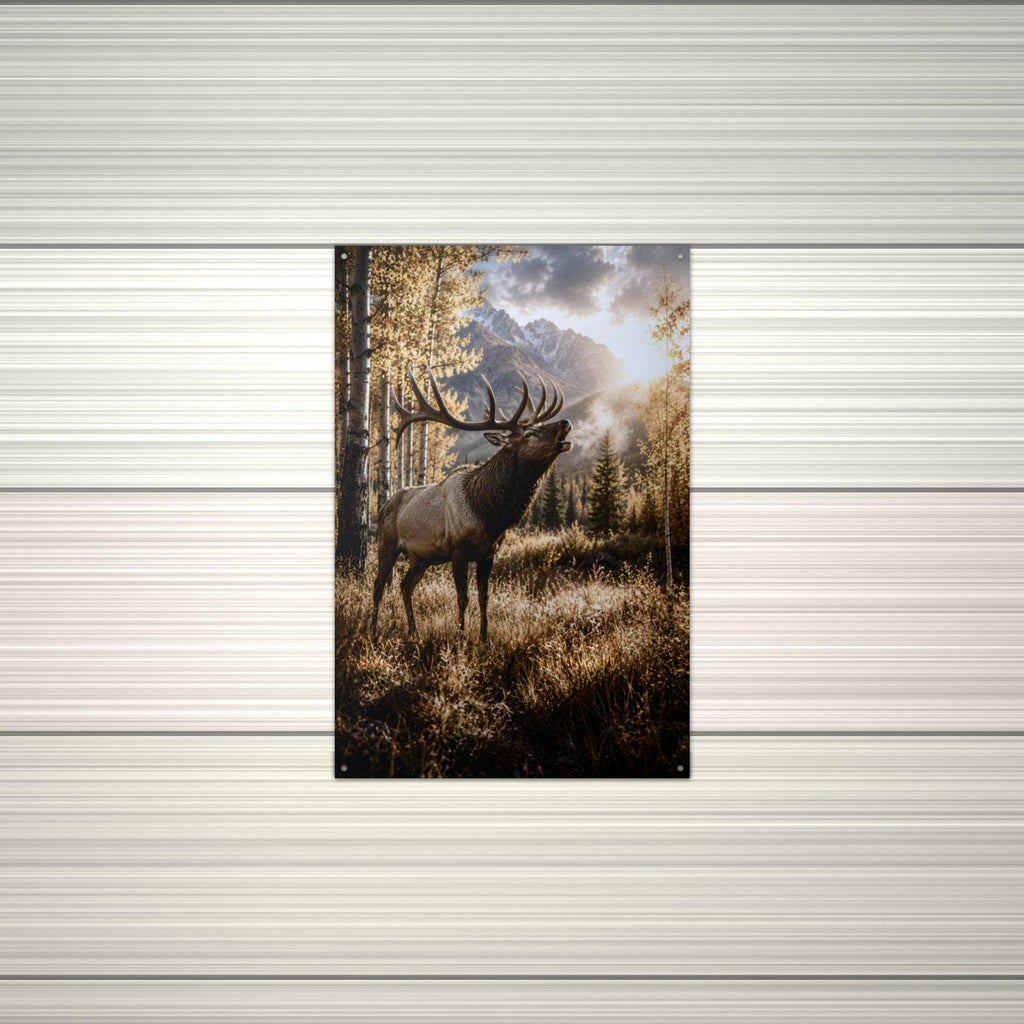 Autumn Elk Elk Metal Sign Aluminum Sign — alternate angle