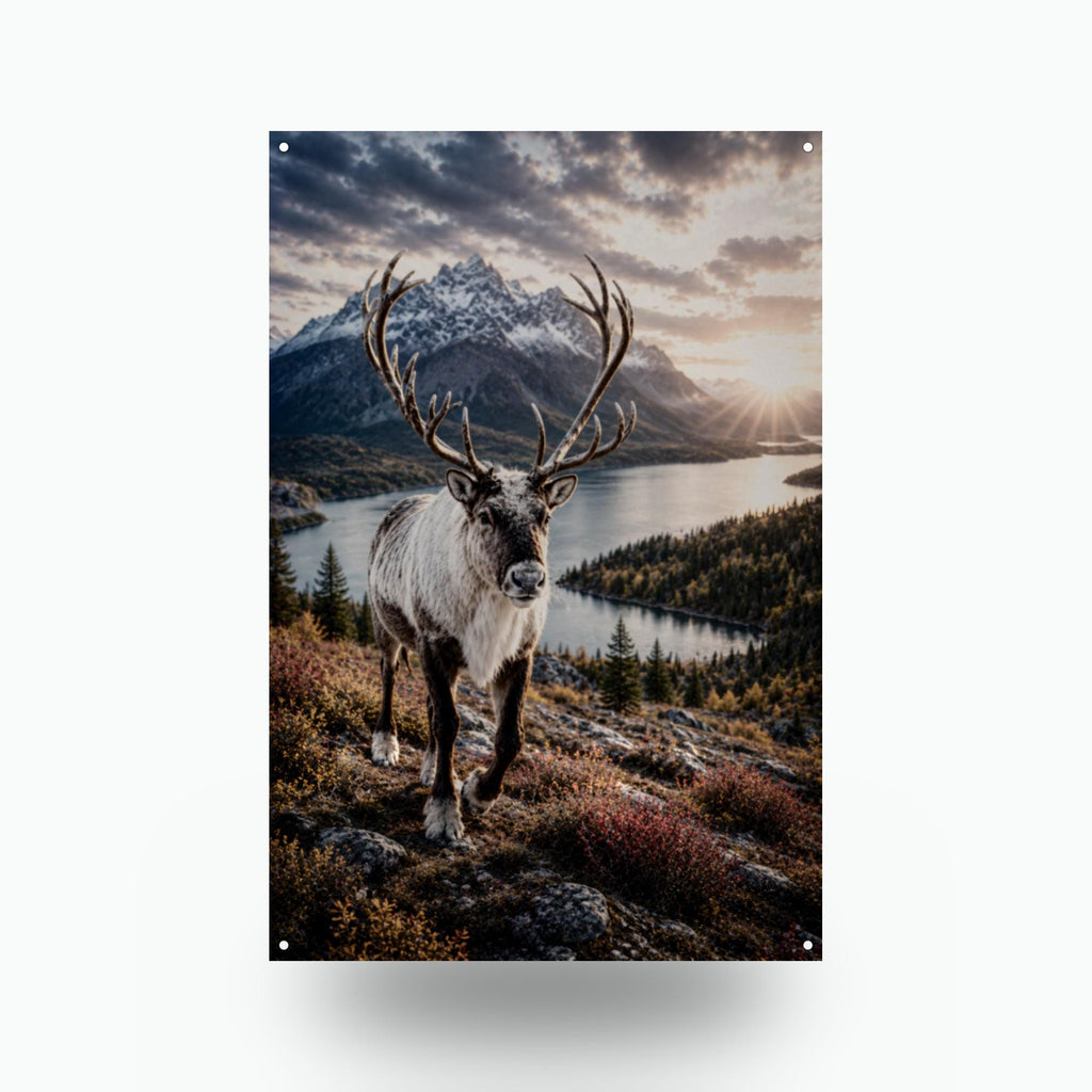 Caribou Lake Caribou Metal Sign Aluminum Sign — front view on white background