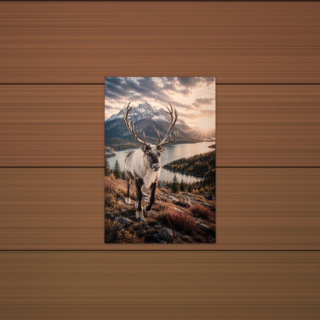 Caribou Lake Caribou Metal Sign Aluminum Sign — lifestyle setting