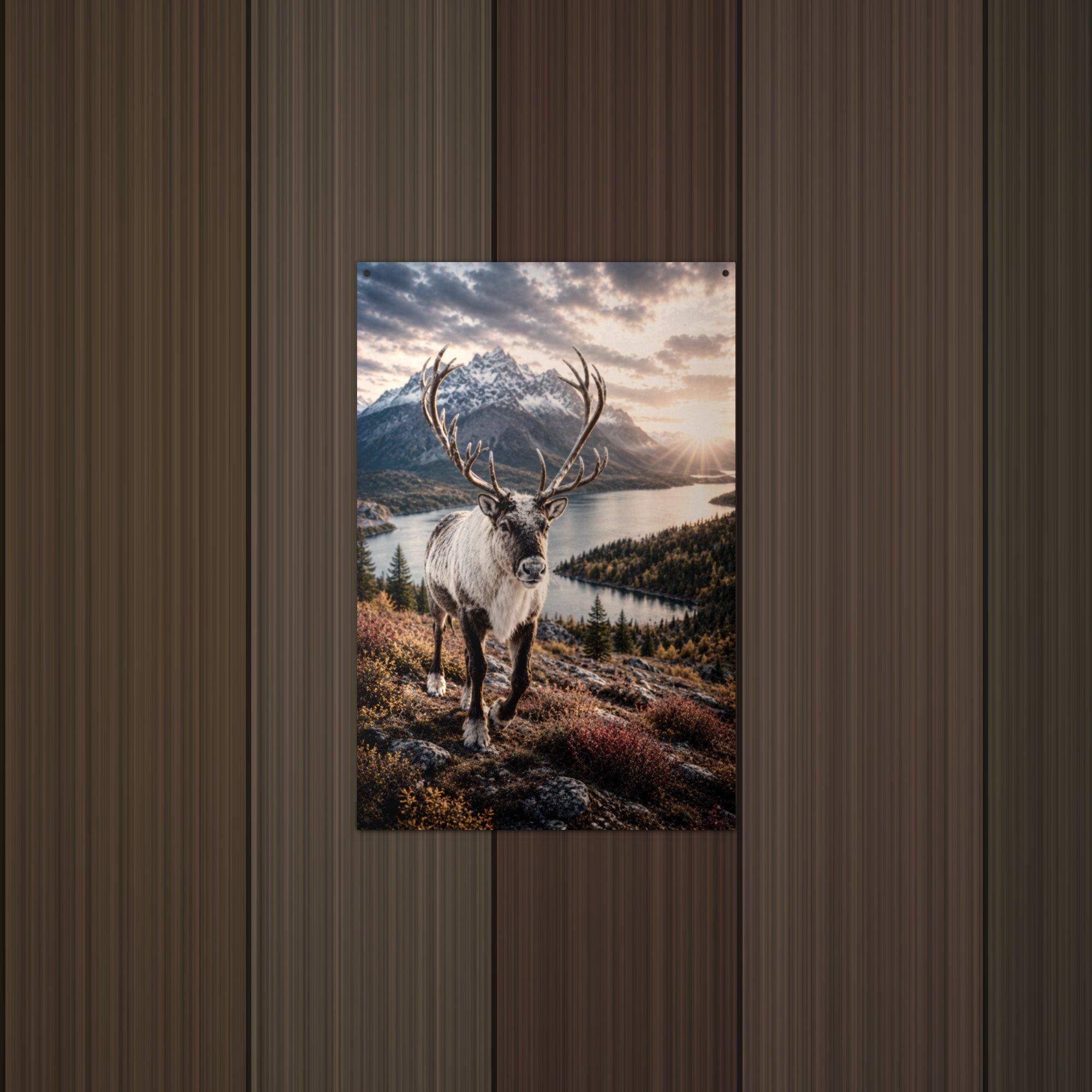 Caribou Lake Caribou Metal Sign Aluminum Sign — detail view
