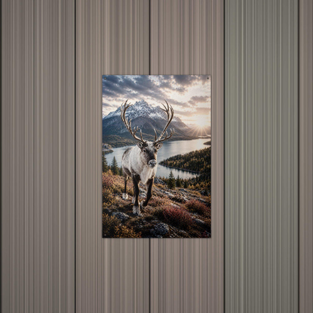 Caribou Lake Caribou Metal Sign Aluminum Sign — alternate angle