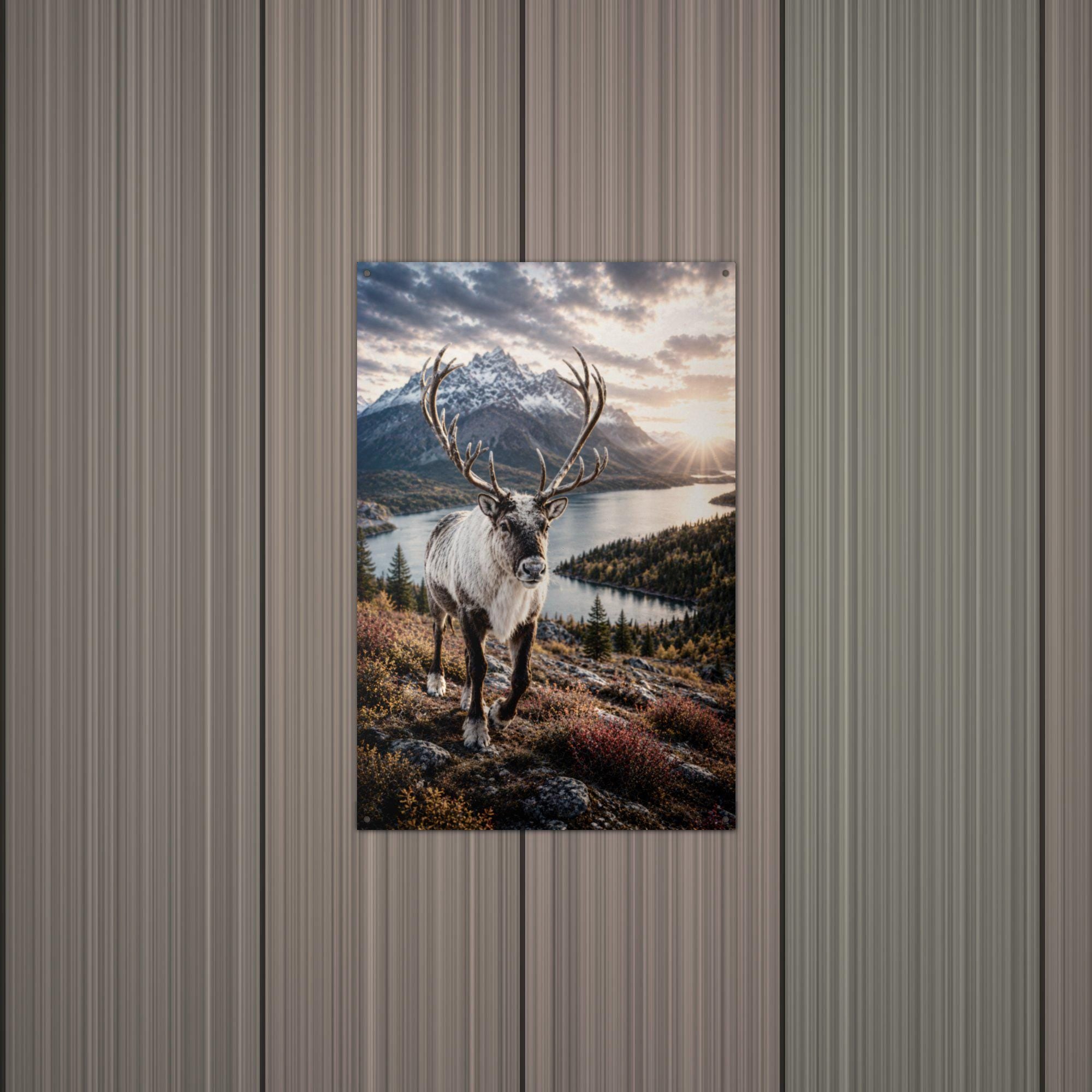 Caribou Lake Caribou Metal Sign Aluminum Sign — alternate angle