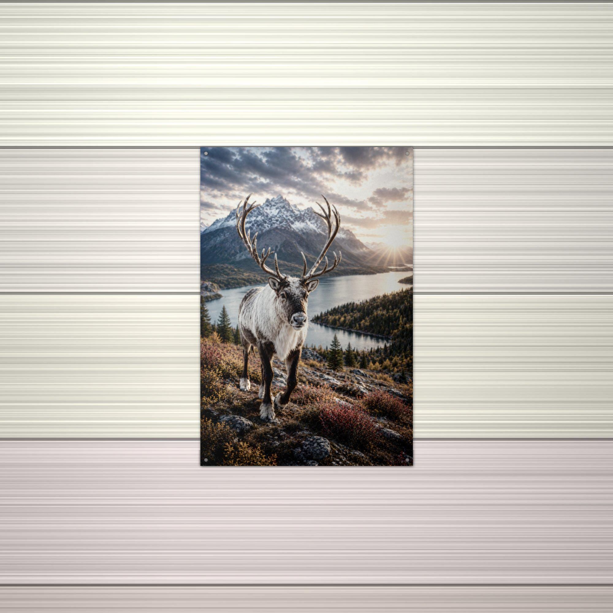 Caribou Lake Caribou Metal Sign Aluminum Sign — alternate angle