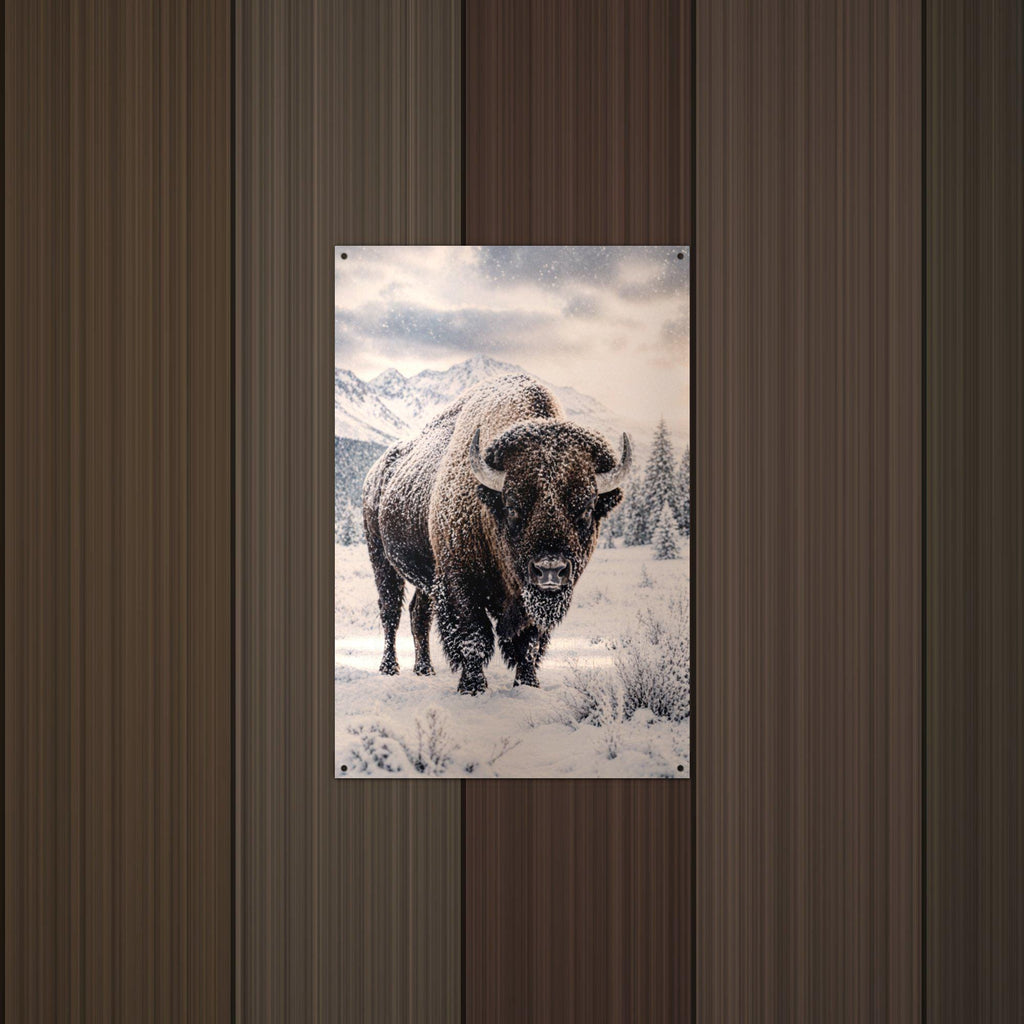 Snowstorm Bison Bison Metal Sign Aluminum Sign — lifestyle setting