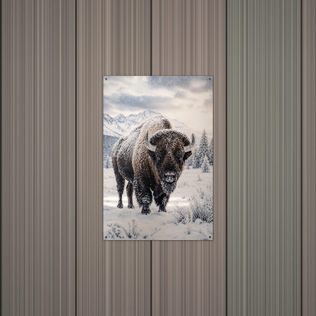 Snowstorm Bison Bison Metal Sign Aluminum Sign — alternate angle