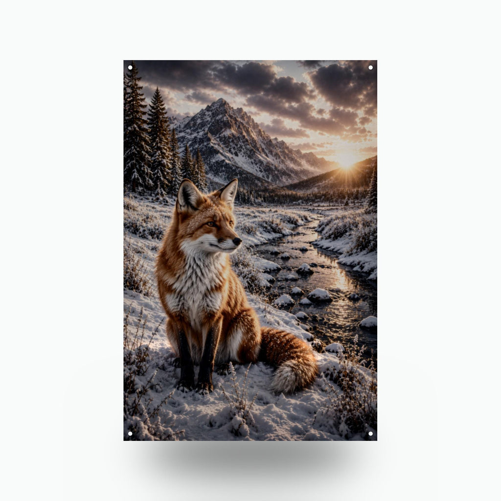 Winter Fox Creek Fox Metal Sign Aluminum Sign — front view on white background