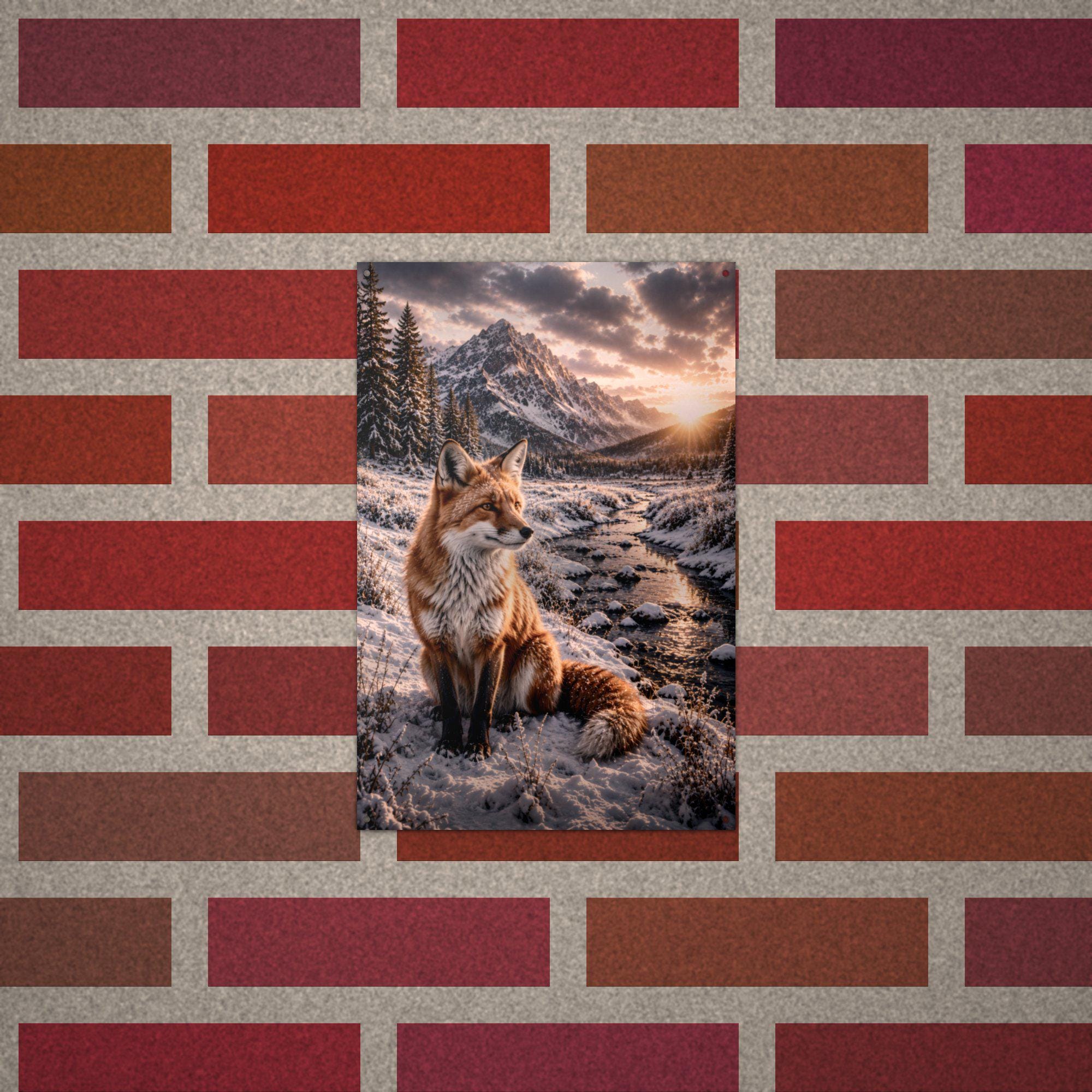 Winter Fox Creek Fox Metal Sign Aluminum Sign — alternate angle