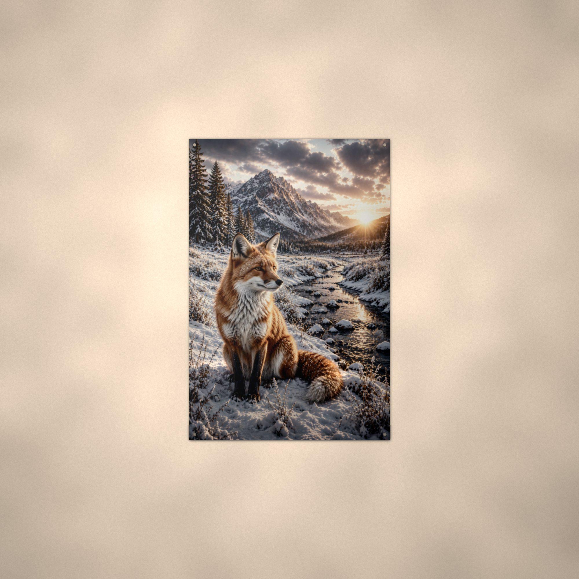 Winter Fox Creek Fox Metal Sign Aluminum Sign — alternate angle