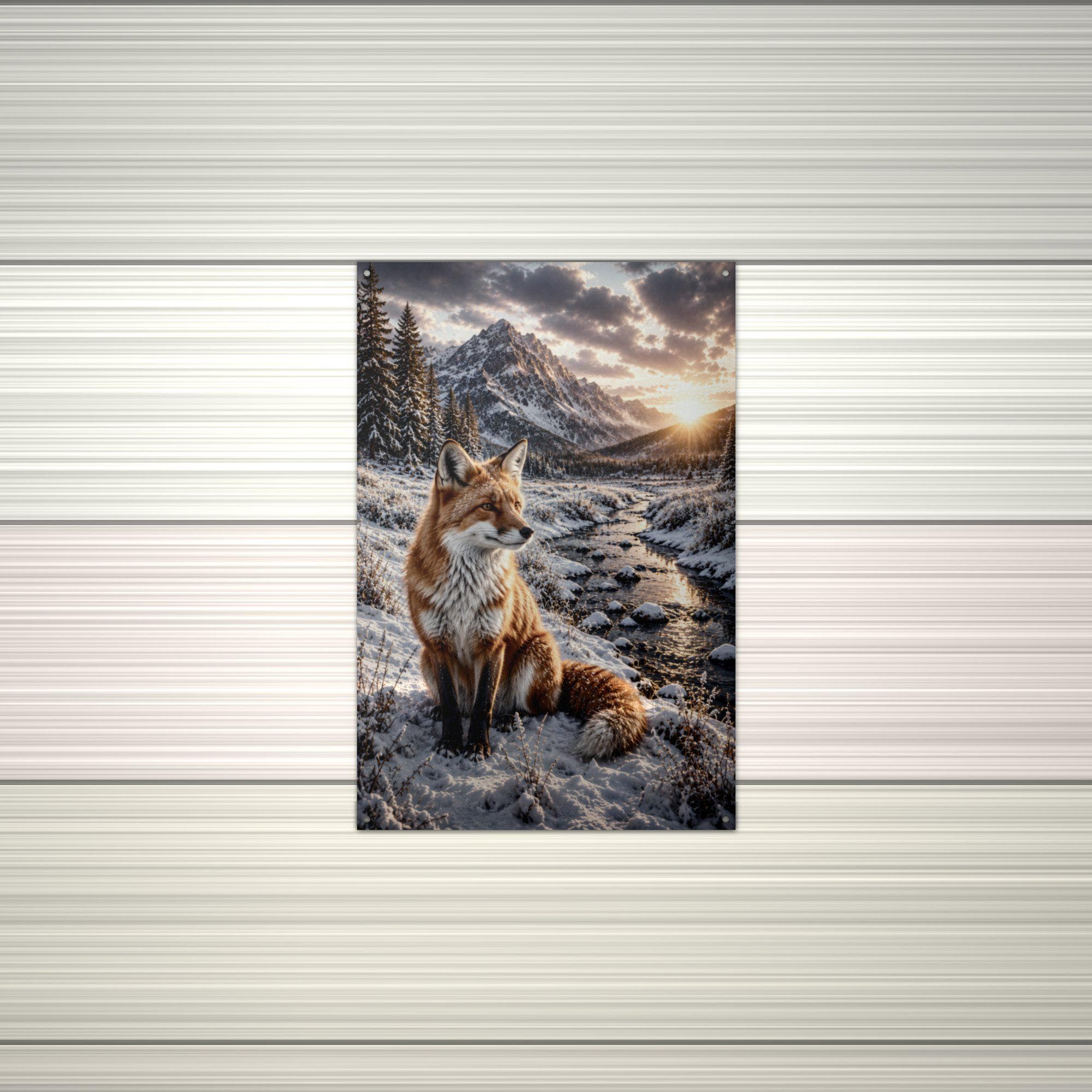Winter Fox Creek Fox Metal Sign Aluminum Sign — alternate angle