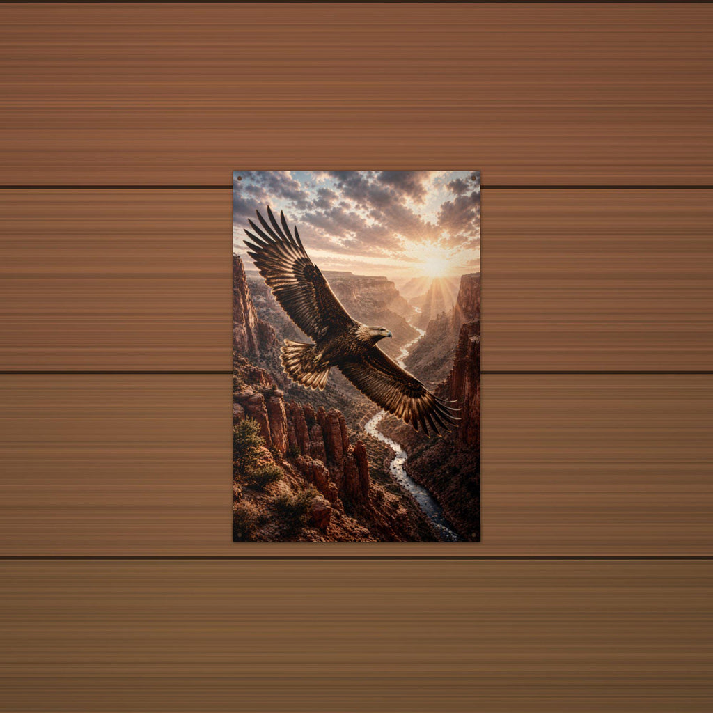 Canyon Eagle Sunset Eagle Metal Sign Aluminum Sign — lifestyle setting