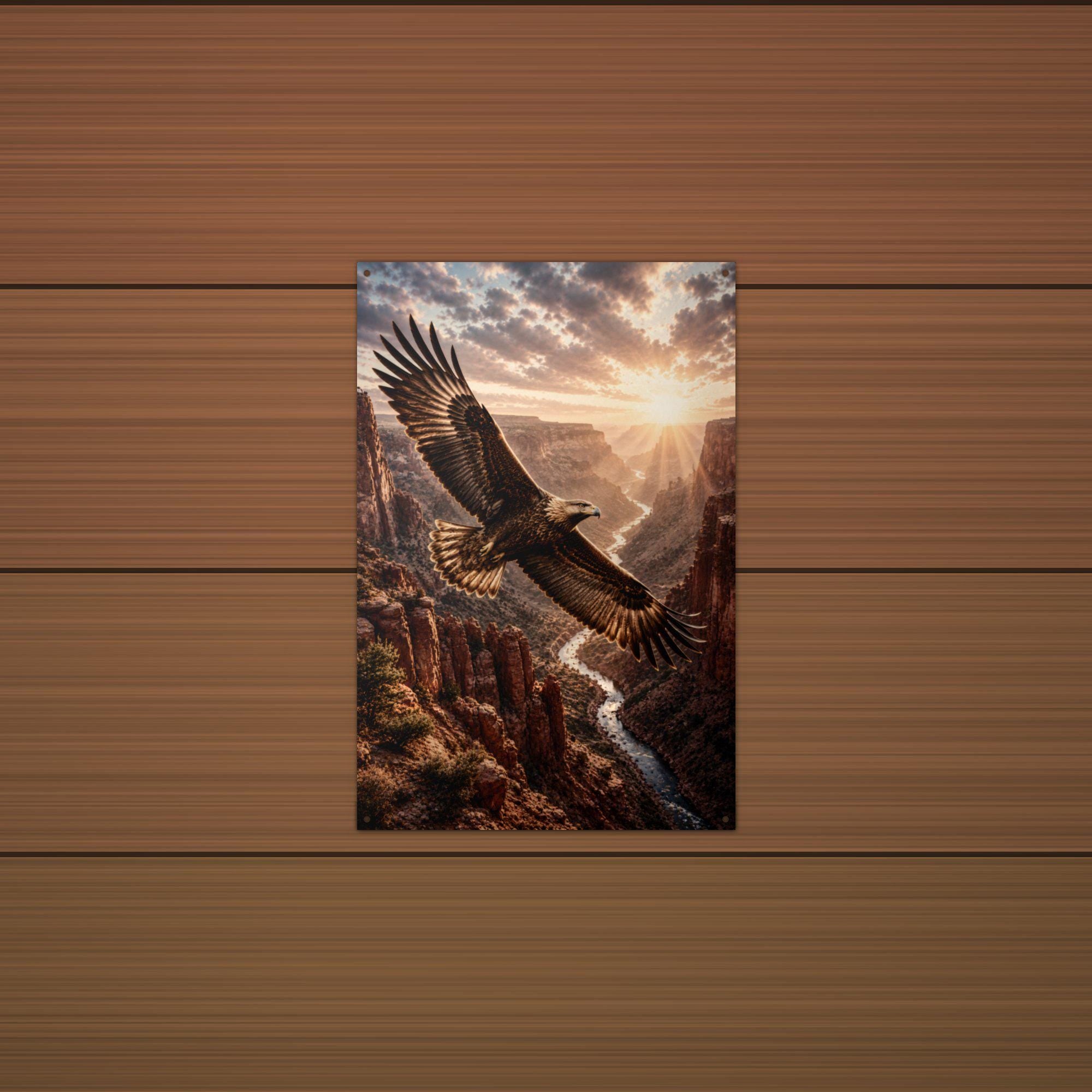 Canyon Eagle Sunset Eagle Metal Sign Aluminum Sign — lifestyle setting