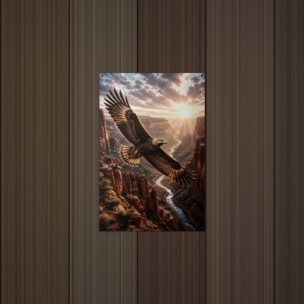 Canyon Eagle Sunset Eagle Metal Sign Aluminum Sign — detail view