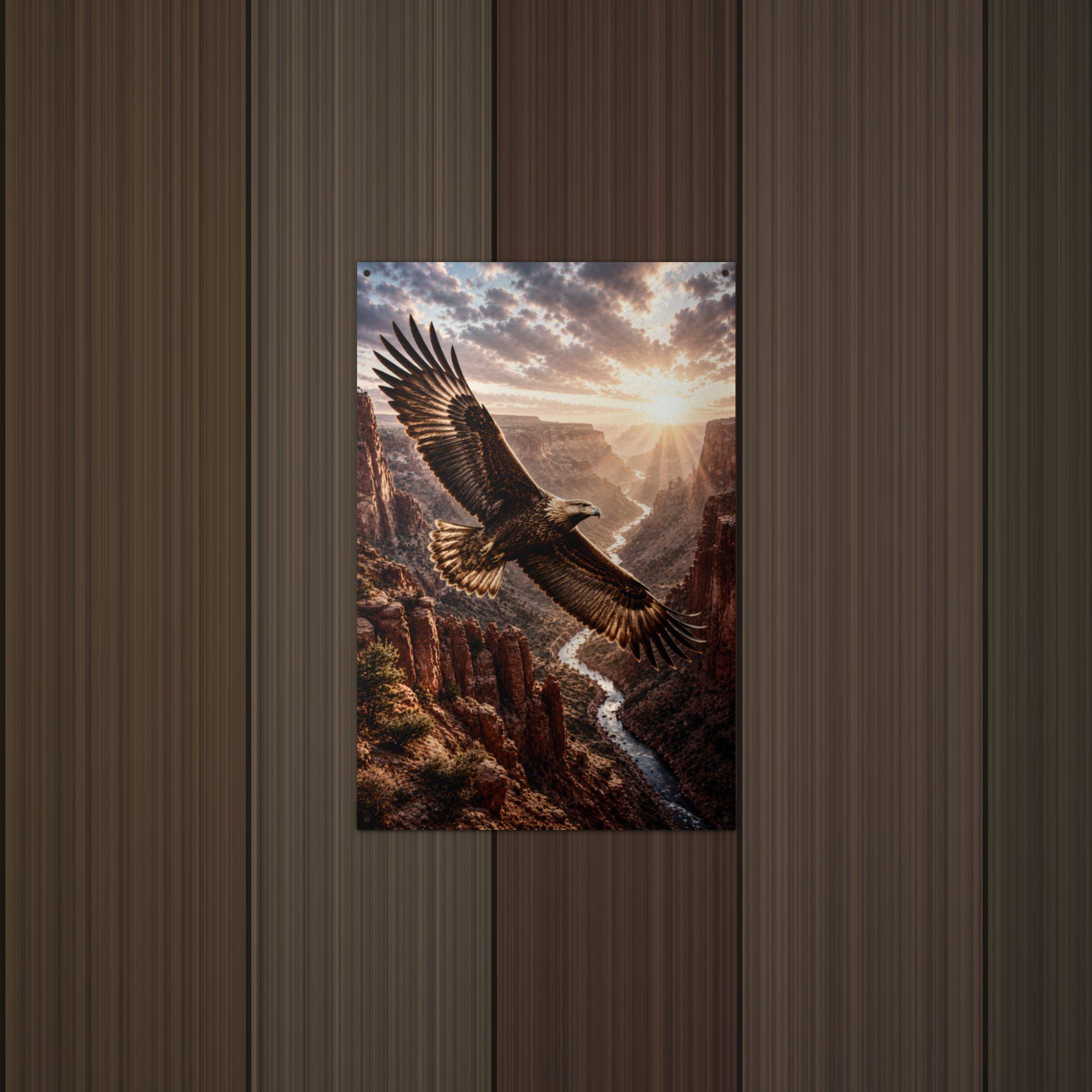 Canyon Eagle Sunset Eagle Metal Sign Aluminum Sign — detail view