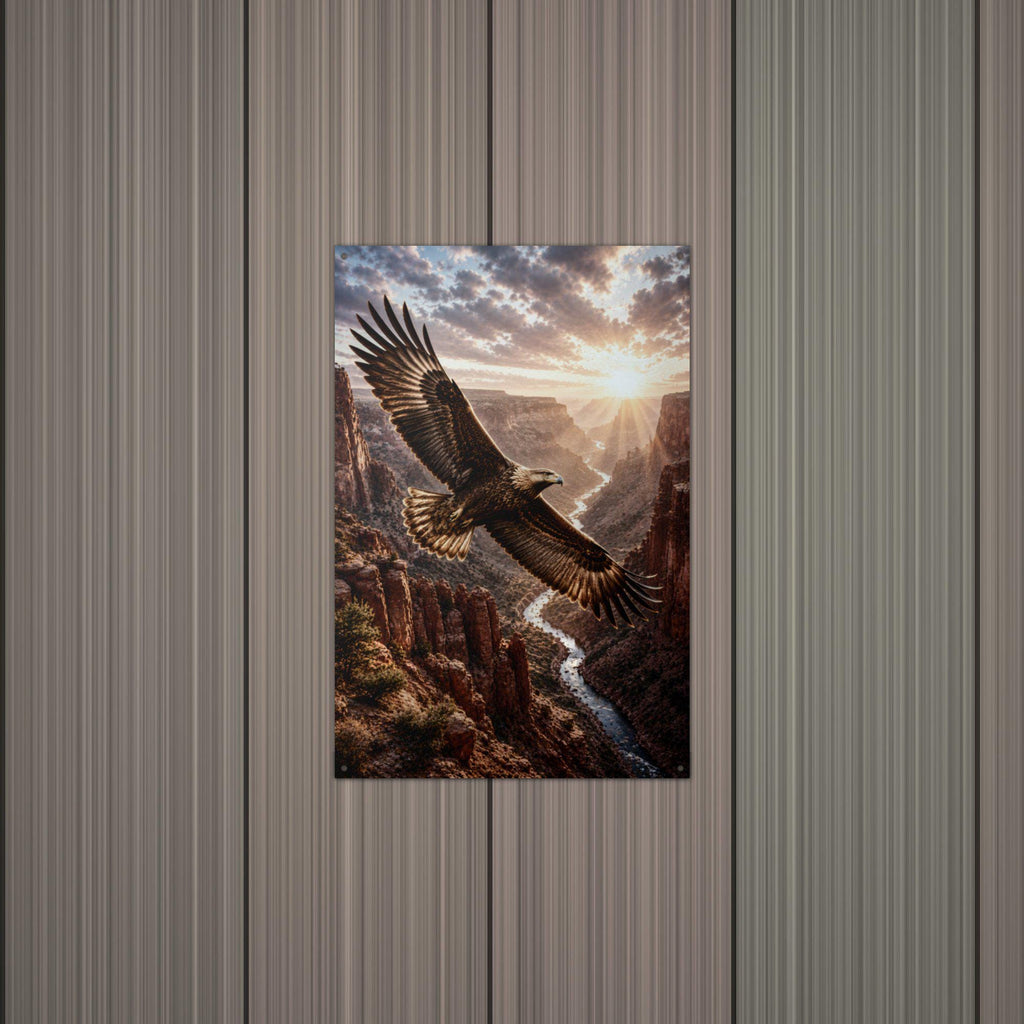 Canyon Eagle Sunset Eagle Metal Sign Aluminum Sign — alternate angle