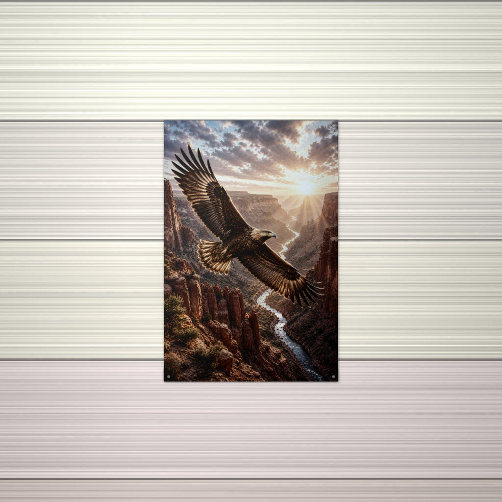 Canyon Eagle Sunset Eagle Metal Sign Aluminum Sign — alternate angle