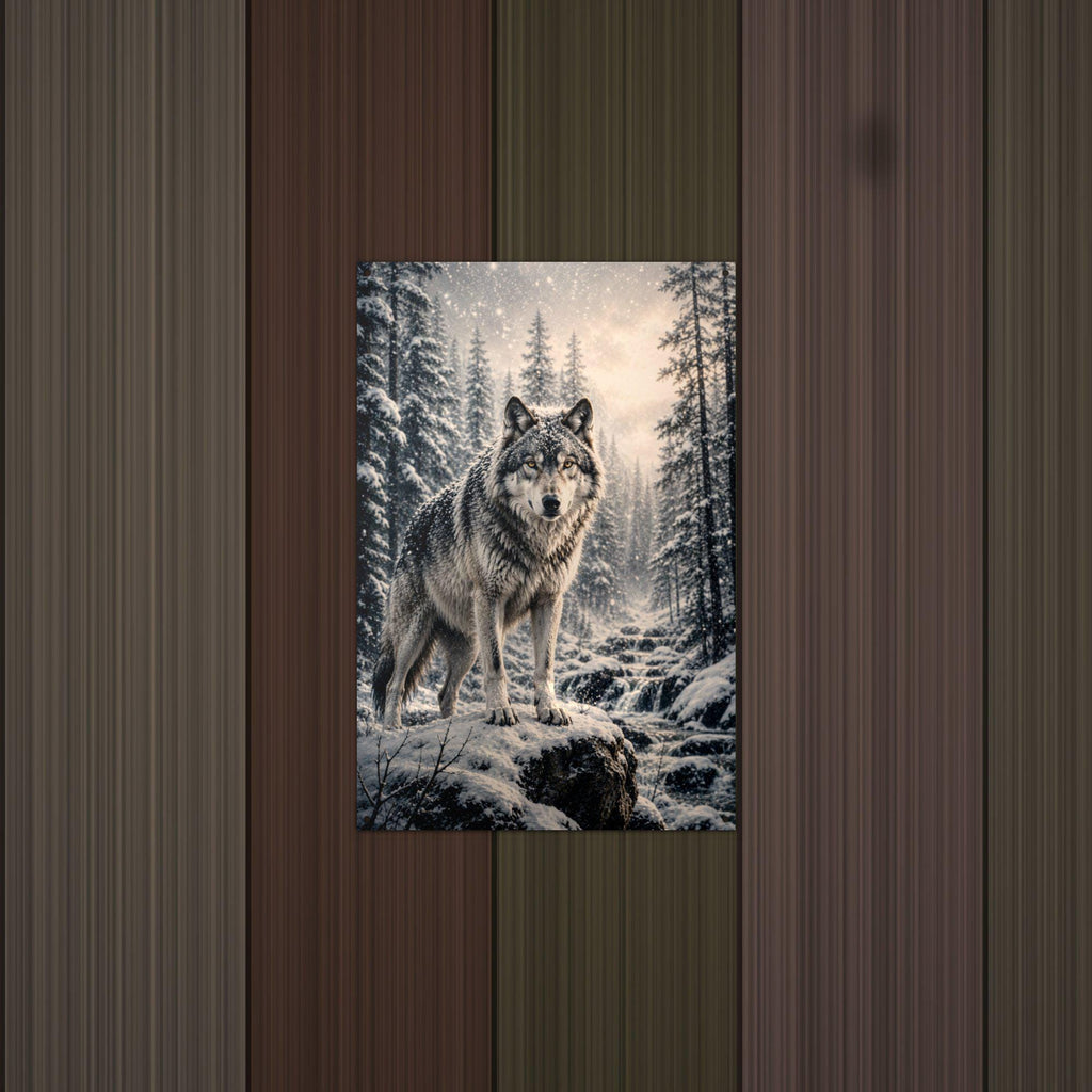 Winter Wolf Wolf Metal Sign Aluminum Sign — detail view