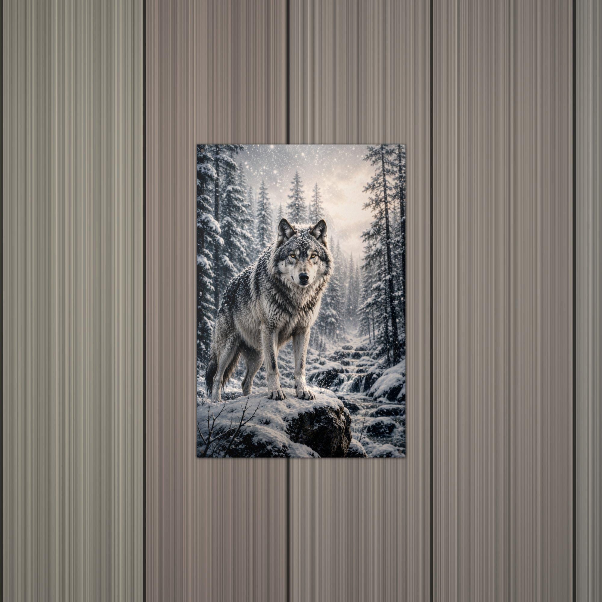 Winter Wolf Wolf Metal Sign Aluminum Sign — alternate angle