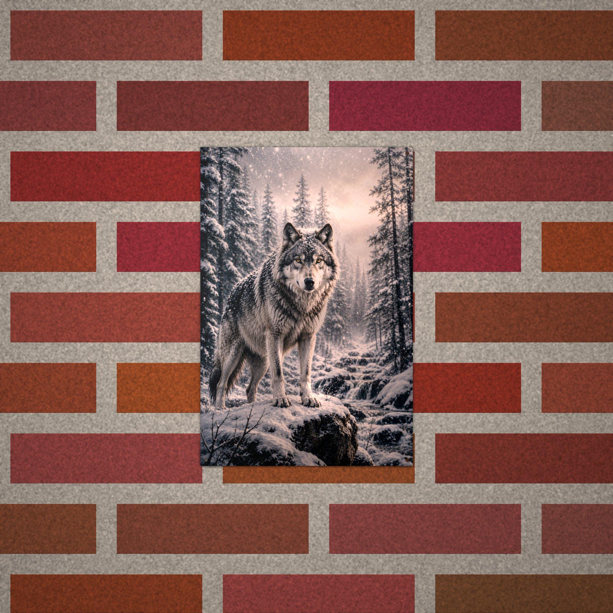 Winter Wolf Wolf Metal Sign Aluminum Sign — alternate angle