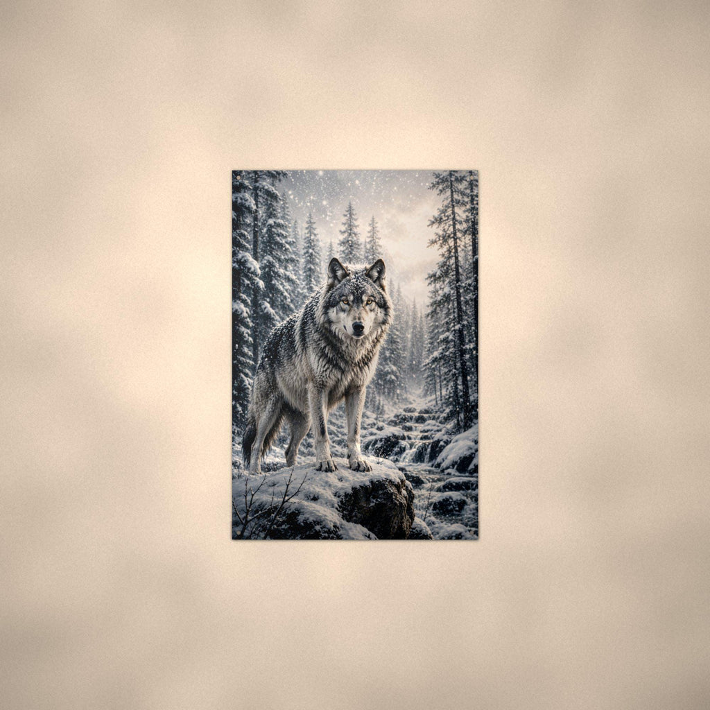 Winter Wolf Wolf Metal Sign Aluminum Sign — alternate angle