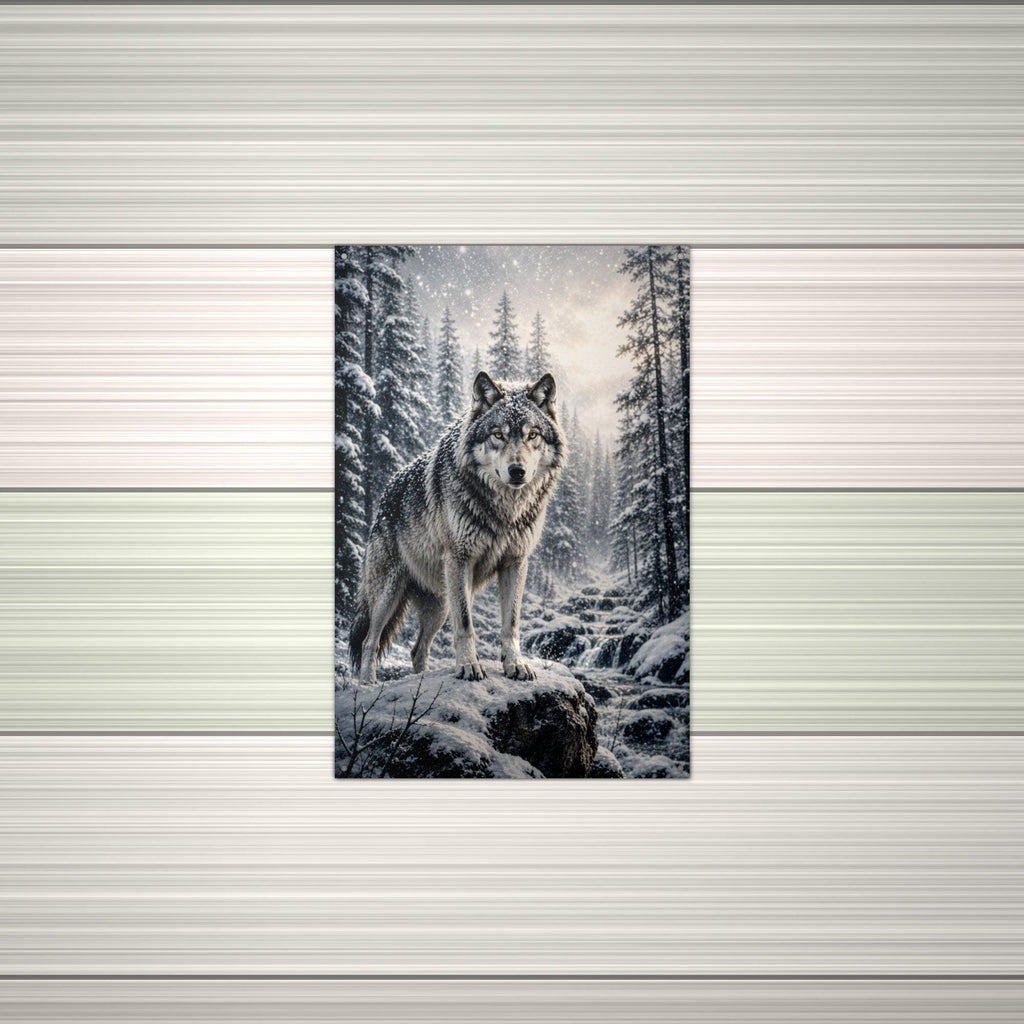 Winter Wolf Wolf Metal Sign Aluminum Sign — alternate angle