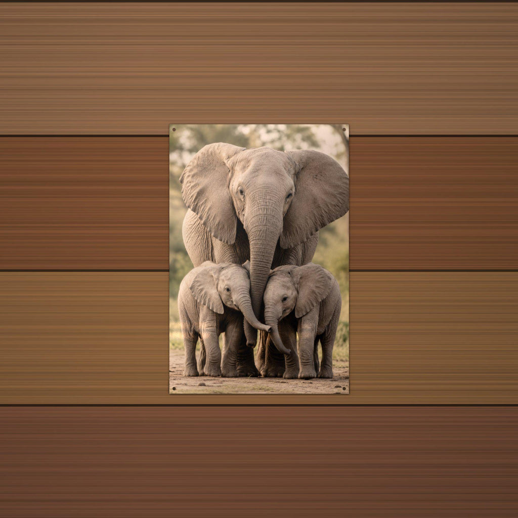 Elephant Family Elephant Metal Sign Aluminum Sign — lifestyle setting