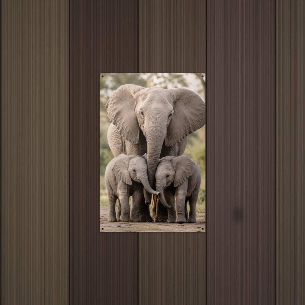Elephant Family Elephant Metal Sign Aluminum Sign — detail view