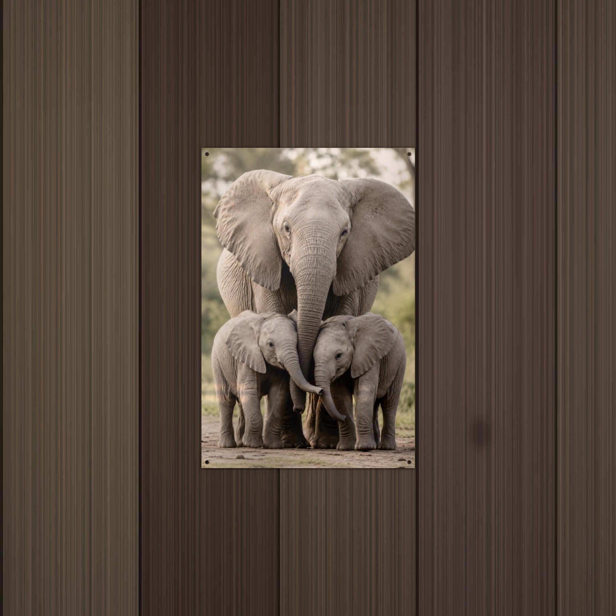Elephant Family Elephant Metal Sign Aluminum Sign — detail view
