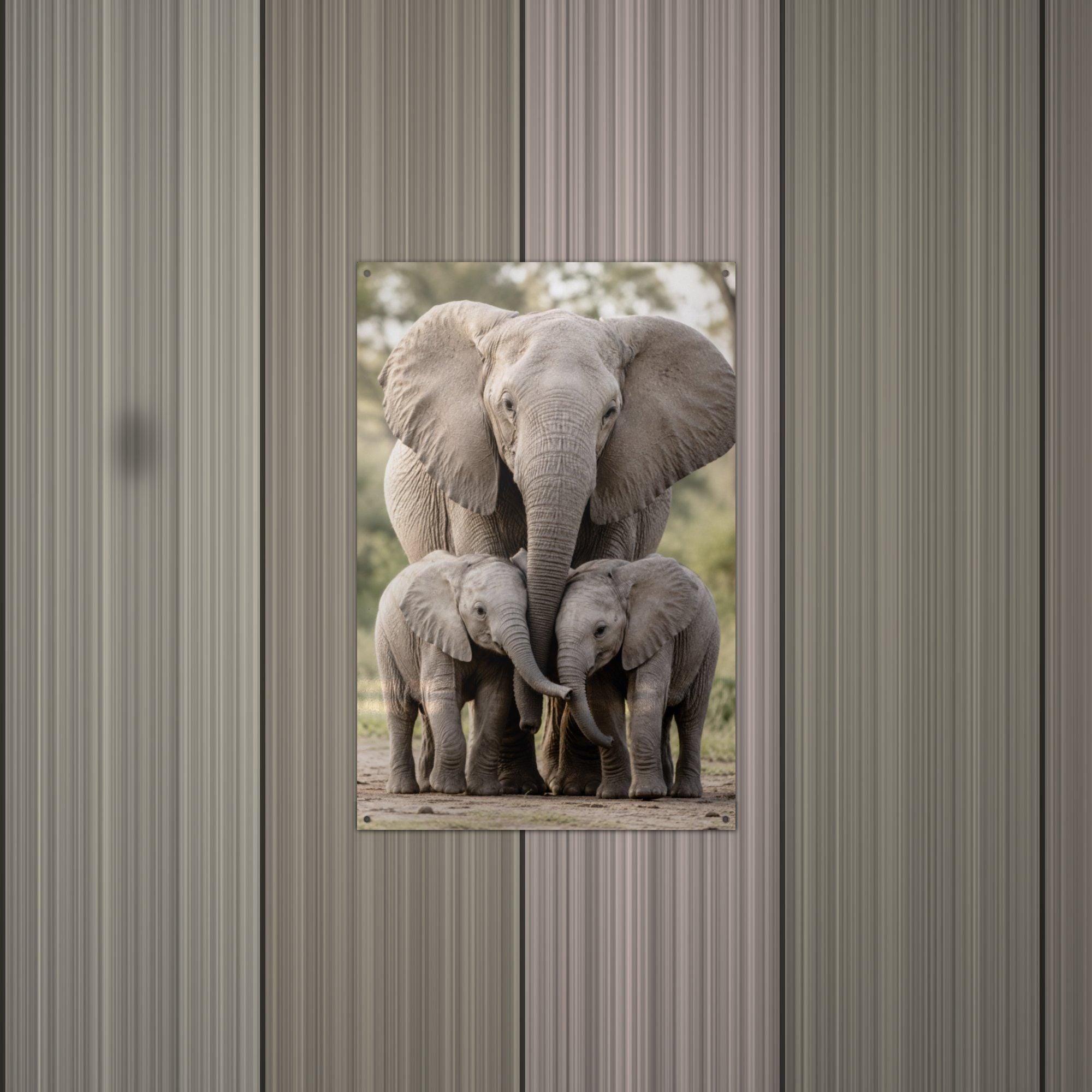 Elephant Family Elephant Metal Sign Aluminum Sign — alternate angle