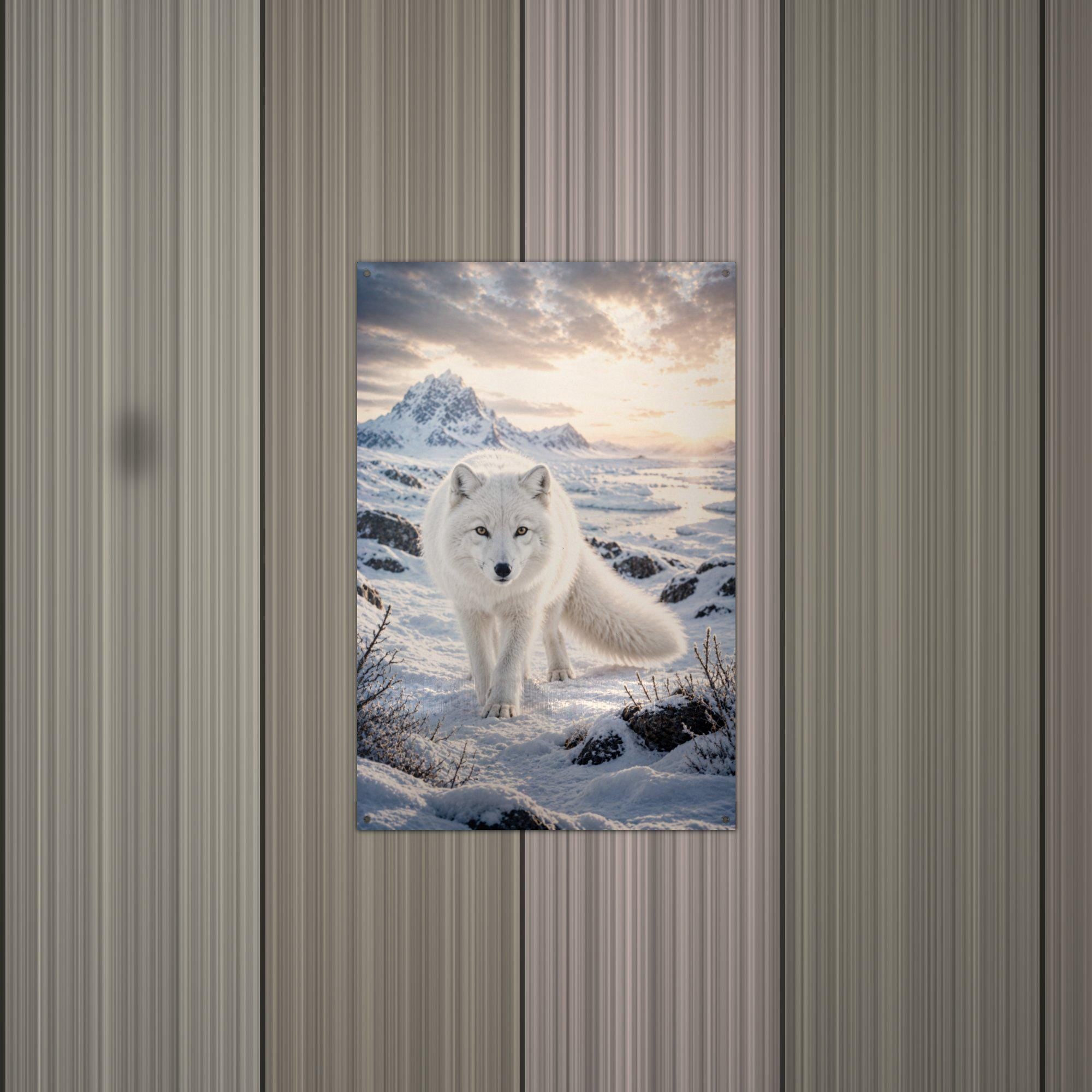 Arctic Fox Sunset Arctic Fox Metal Sign Aluminum Sign — alternate angle