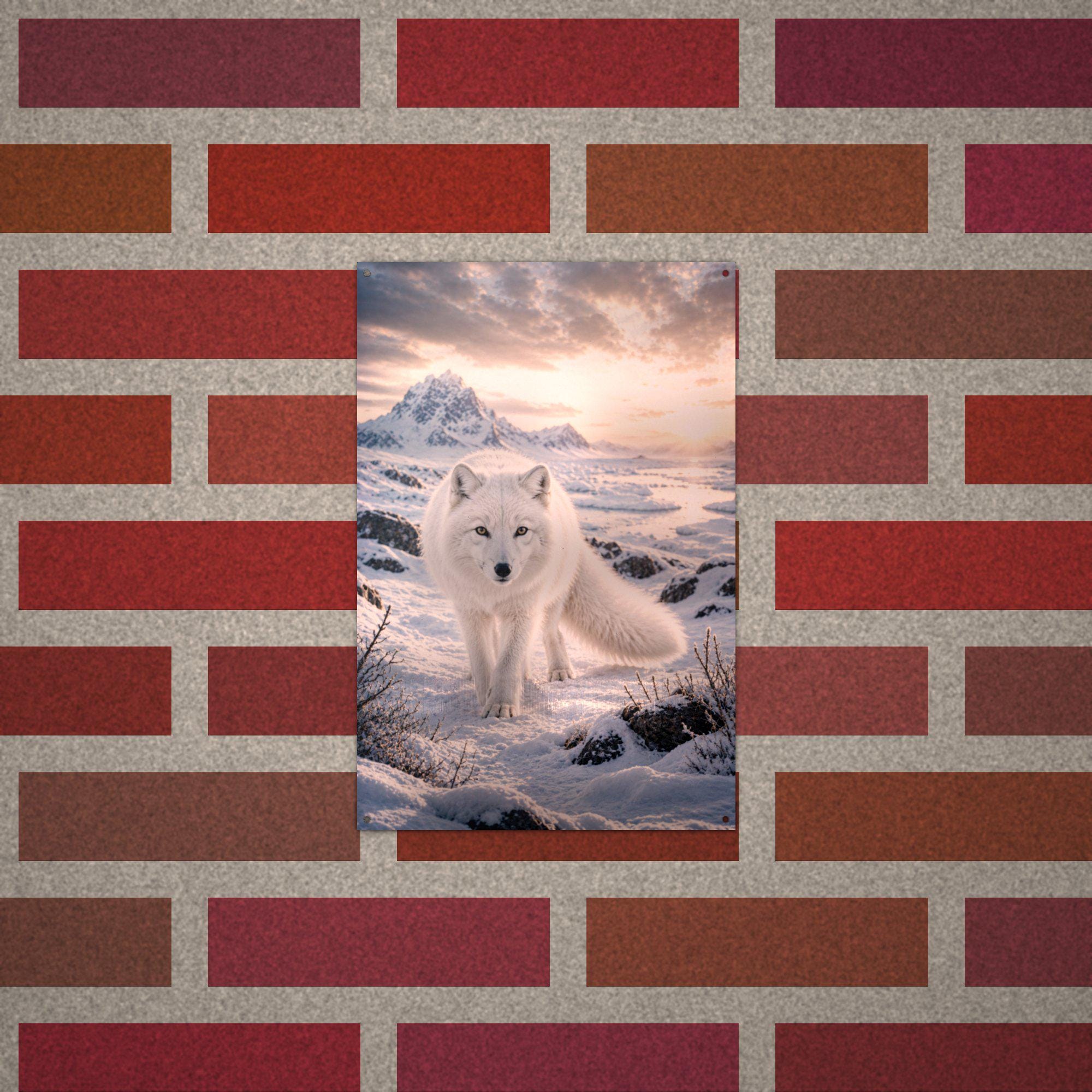 Arctic Fox Sunset Arctic Fox Metal Sign Aluminum Sign — alternate angle